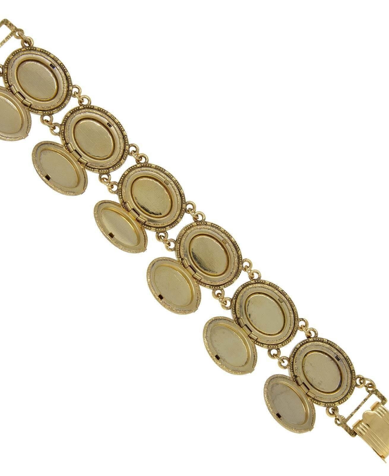 1928 Jewelry Etched Vine Oval Locket Link Bracelet