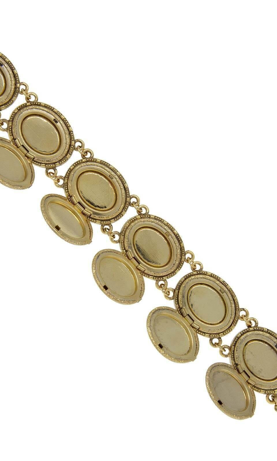 1928 Jewelry Etched Vine Oval Locket Link Bracelet