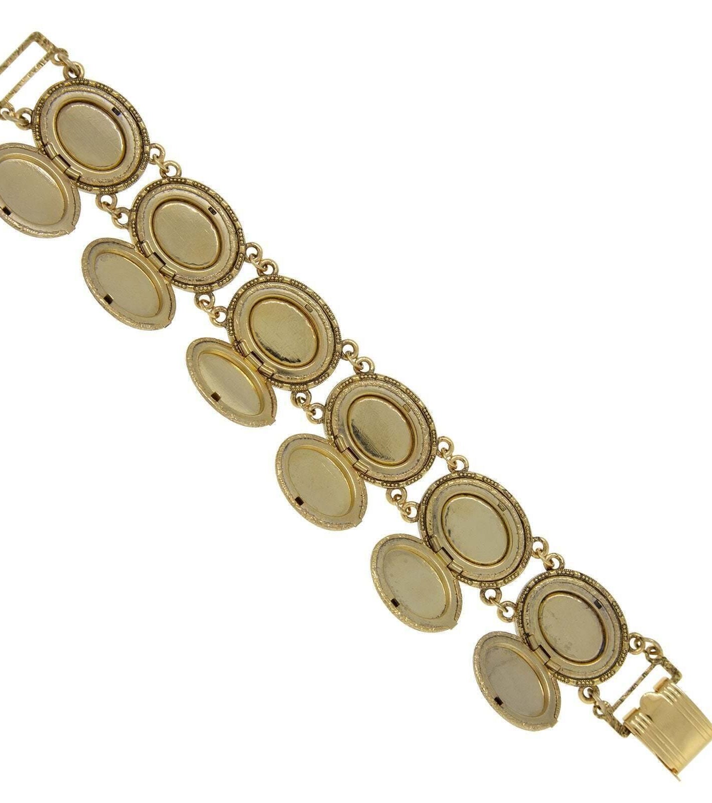 1928 Jewelry Etched Vine Oval Locket Link Bracelet