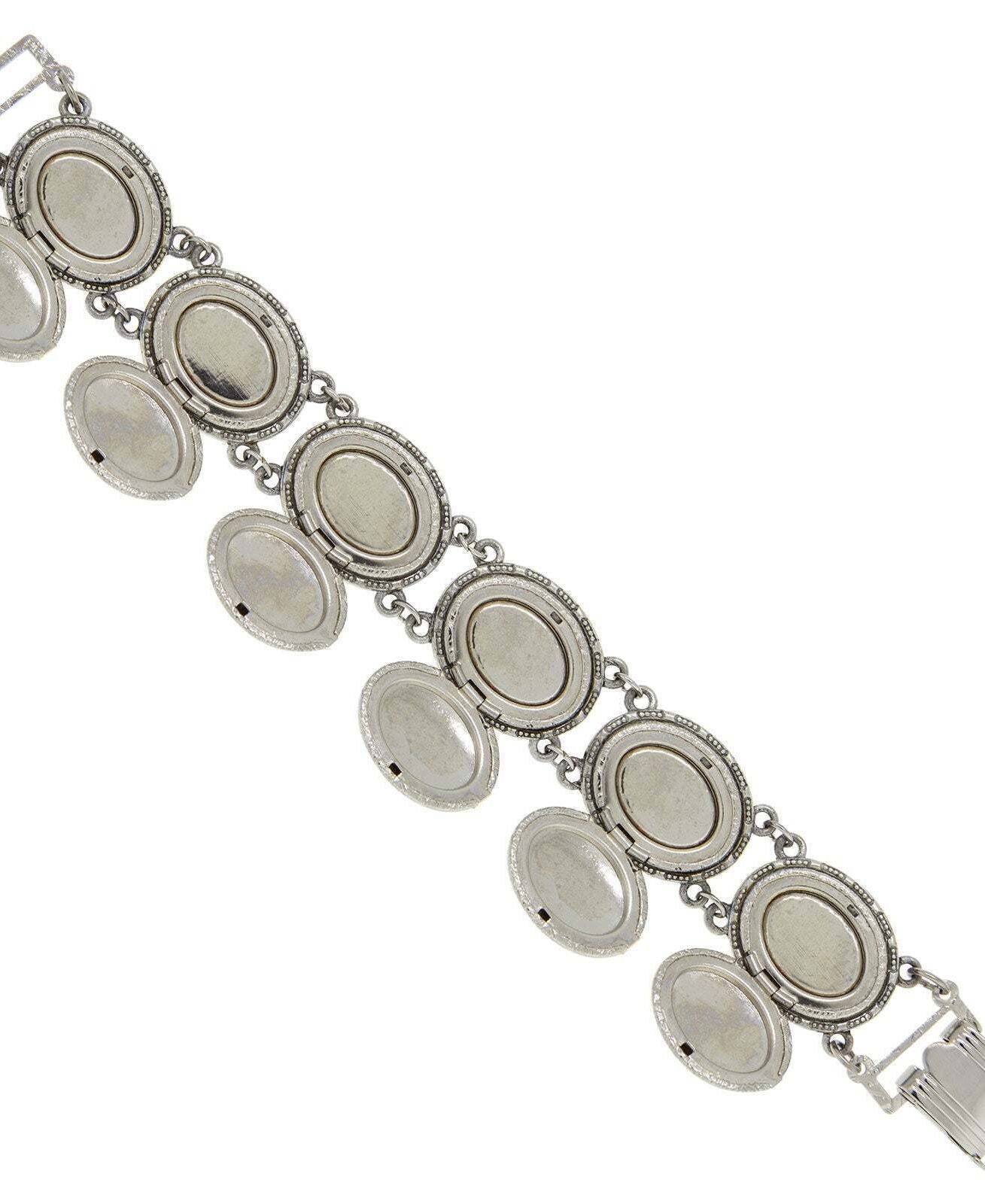 1928 Jewelry Etched Vine Oval Locket Link Bracelet