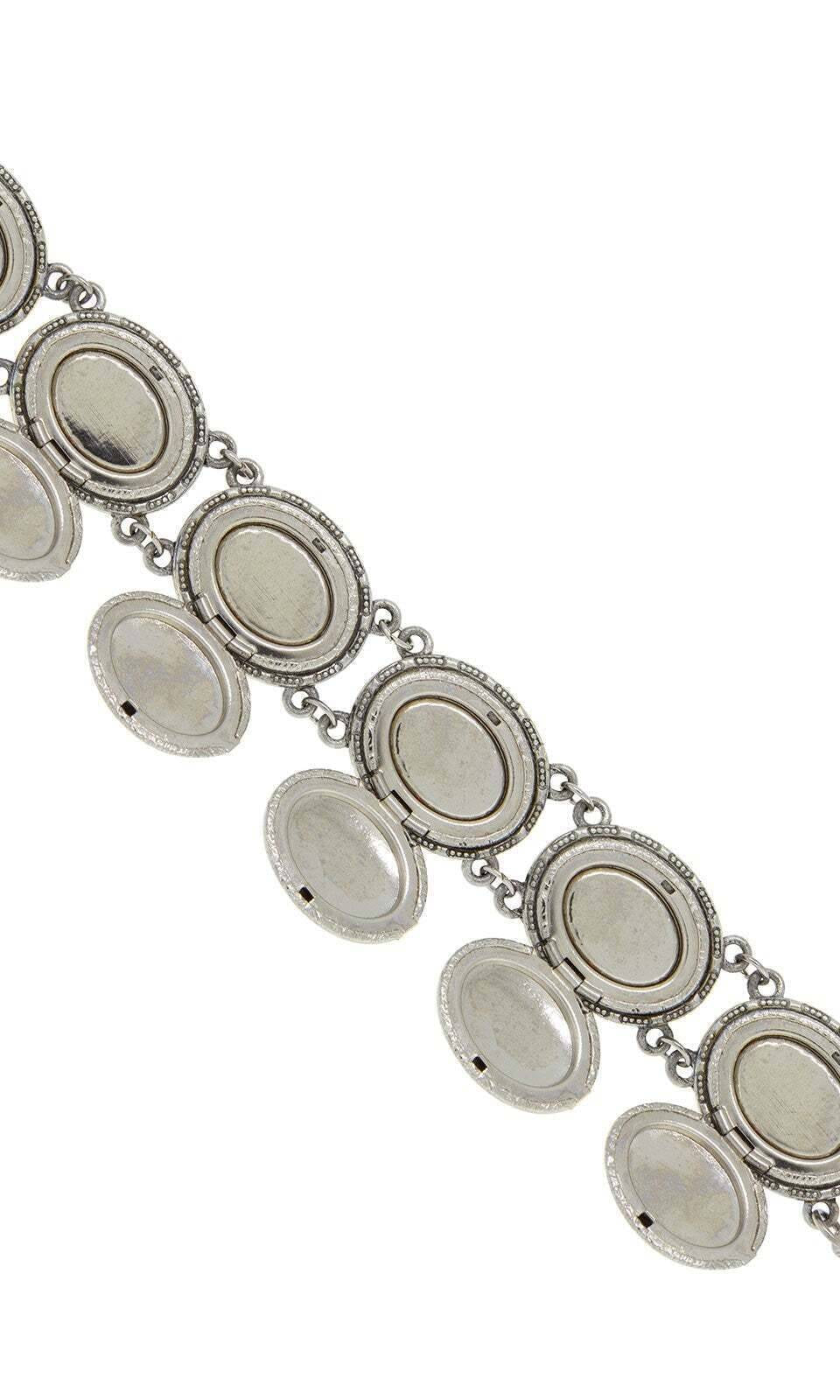 1928 Jewelry Etched Vine Oval Locket Link Bracelet