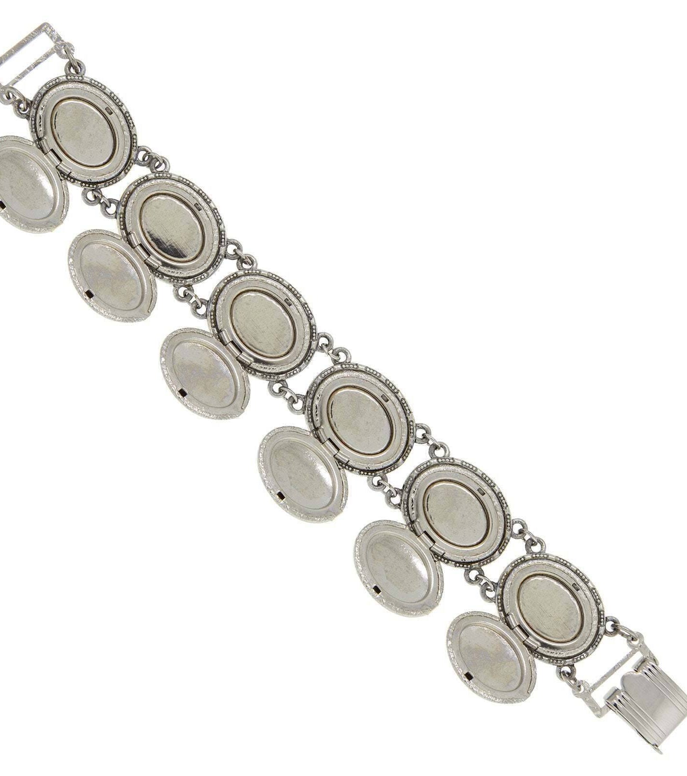 1928 Jewelry Etched Vine Oval Locket Link Bracelet