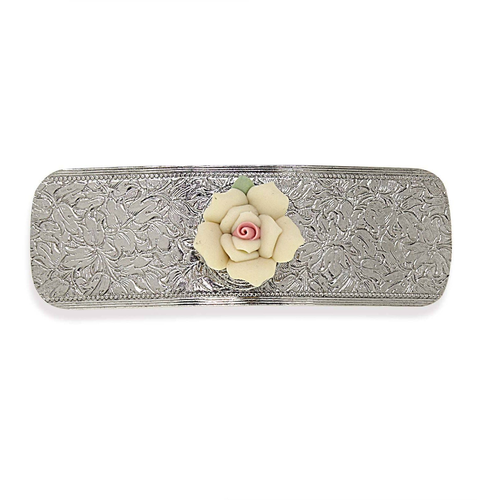 1928 Jewelry Ivory Porcelain Flower Hair Barrette