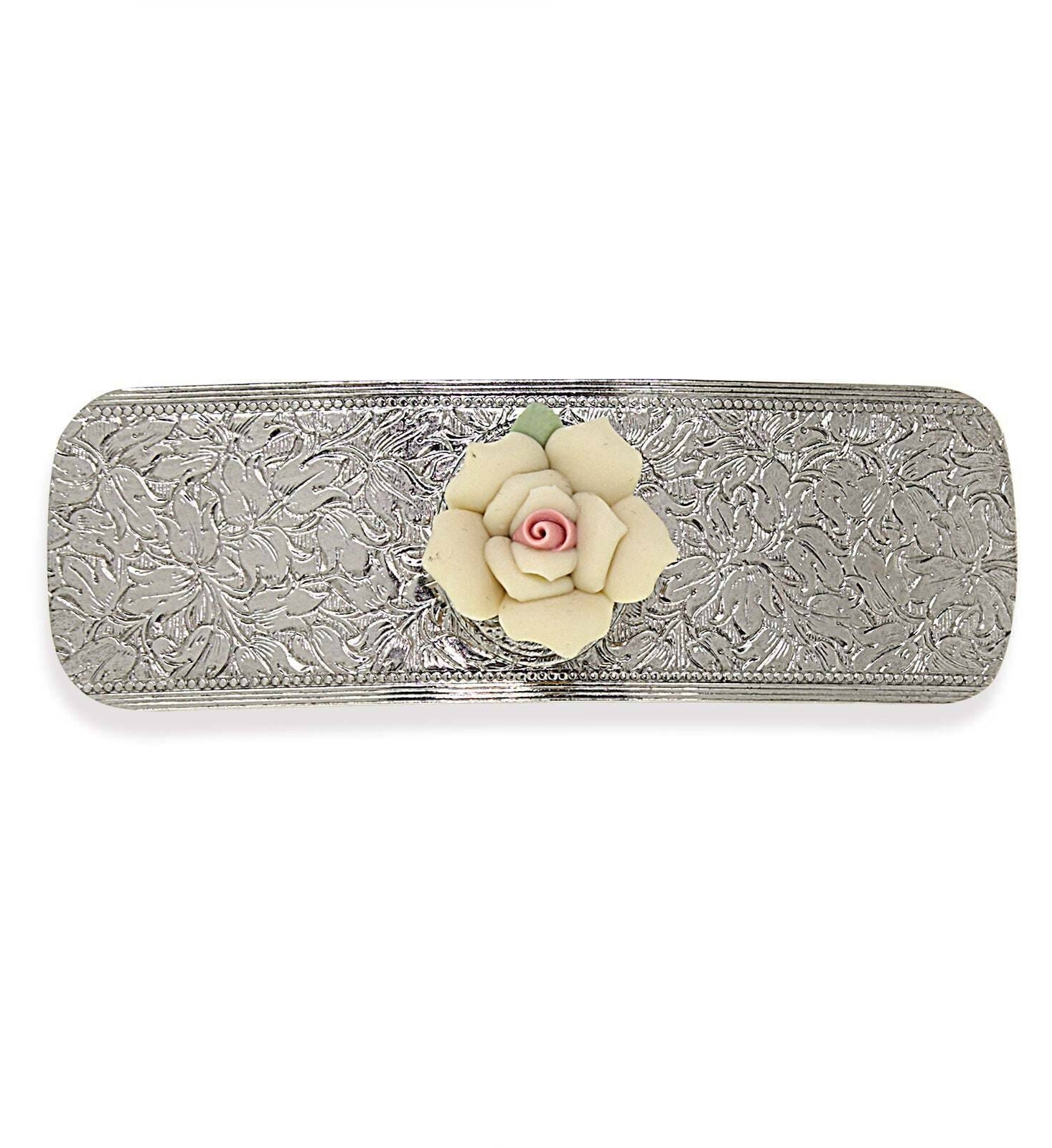 1928 Jewelry Ivory Porcelain Flower Hair Barrette