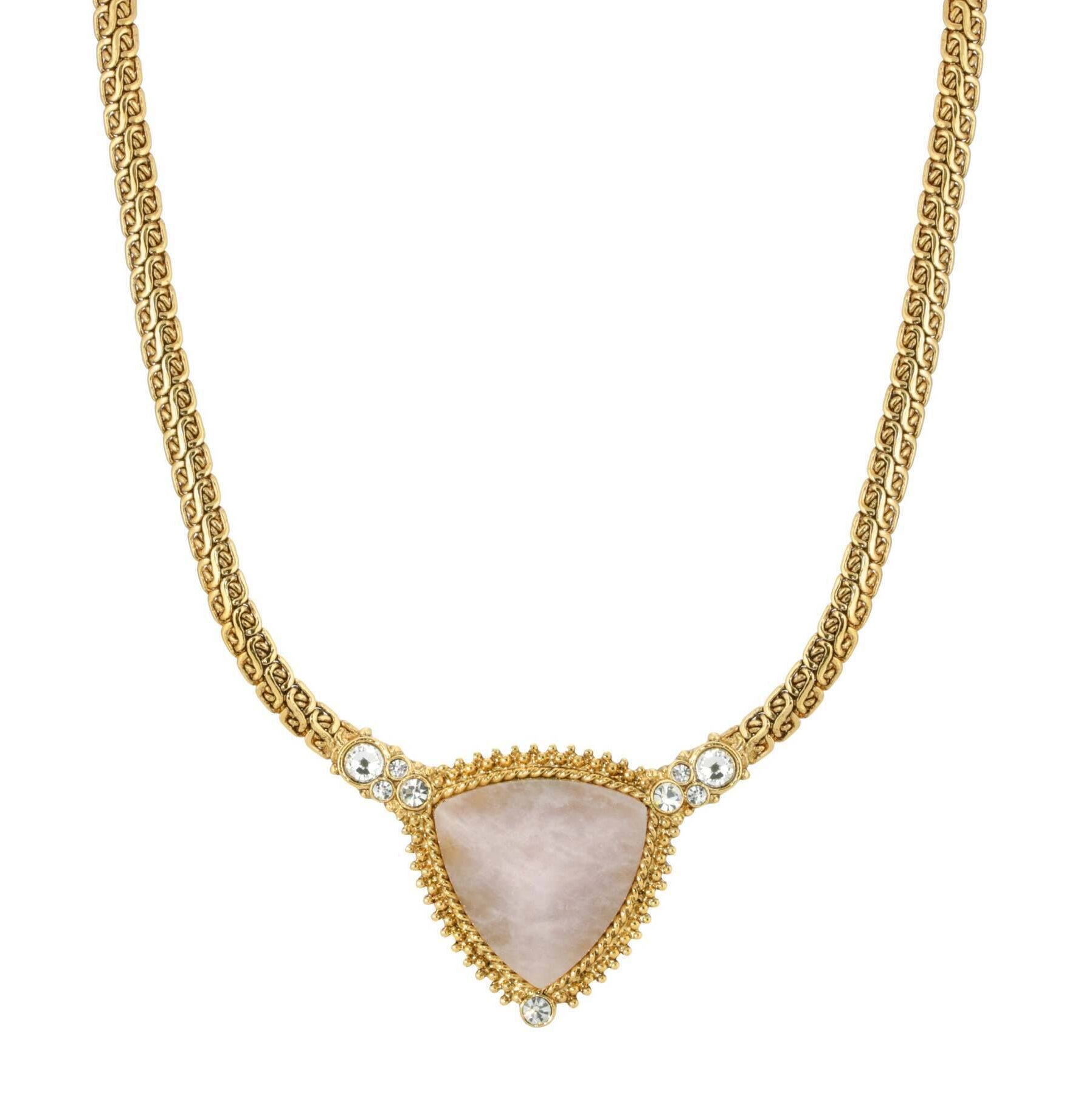 1928 Jewelry Trillion Gemstone Pendant Crystal Accent Necklace 16" + 3" Extender