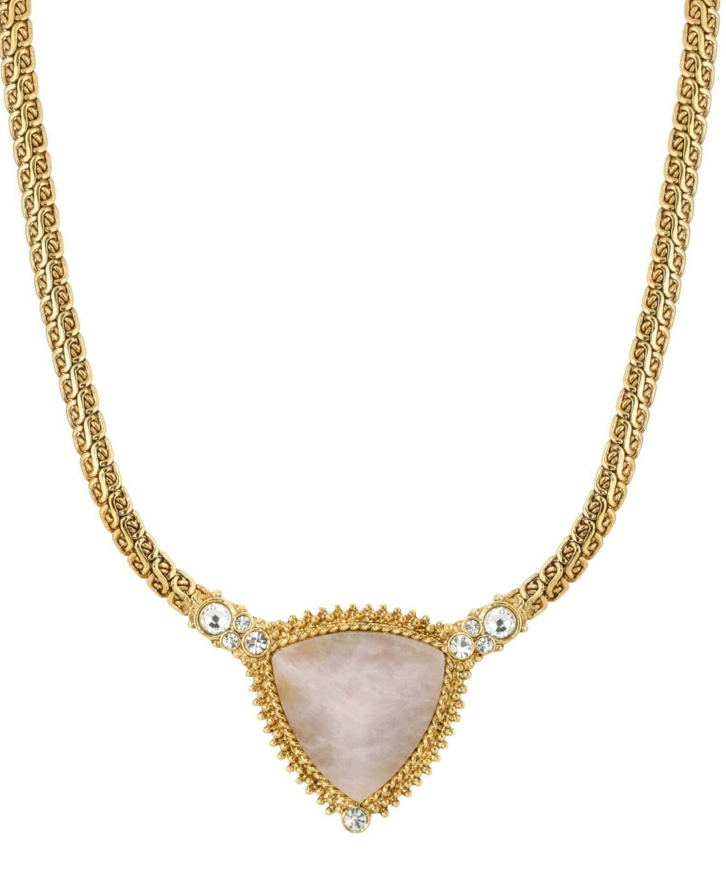 1928 Jewelry Trillion Gemstone Pendant Crystal Accent Necklace 16" + 3" Extender