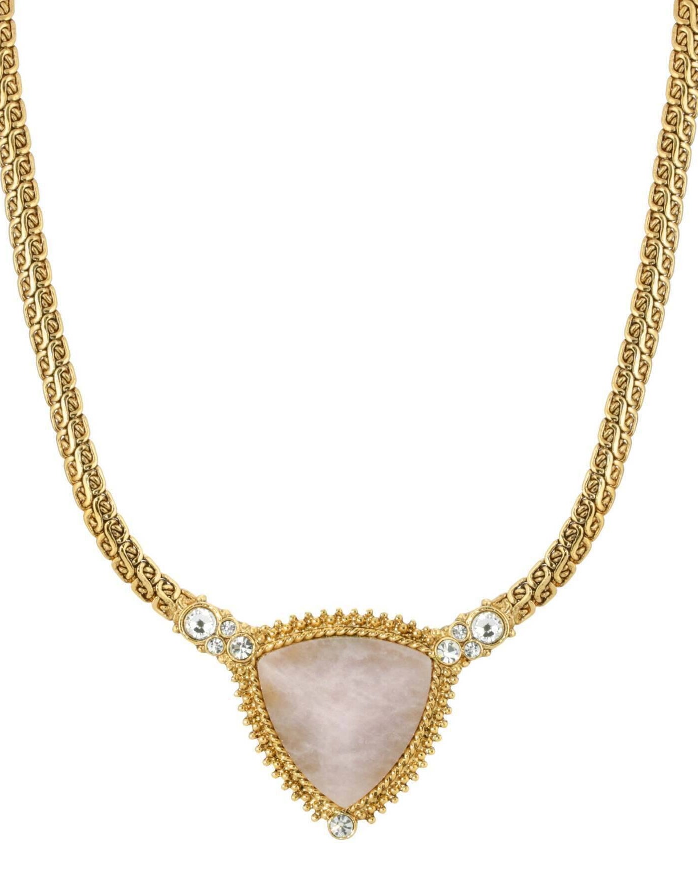 1928 Jewelry Trillion Gemstone Pendant Crystal Accent Necklace 16" + 3" Extender