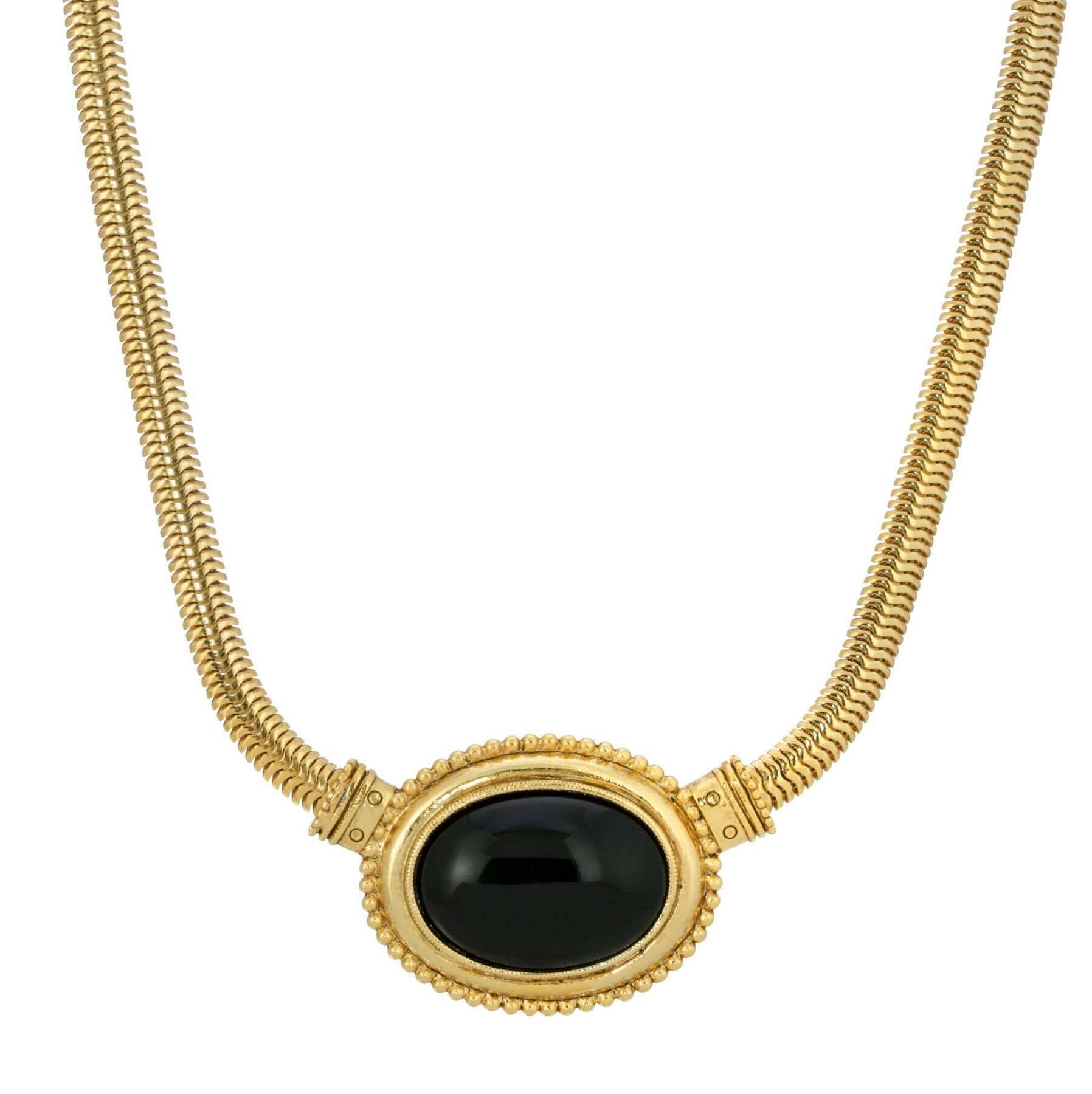 1928 Jewelry Eternal Elegance Oval Gemstone Collar Necklace 16" + 3" Extension