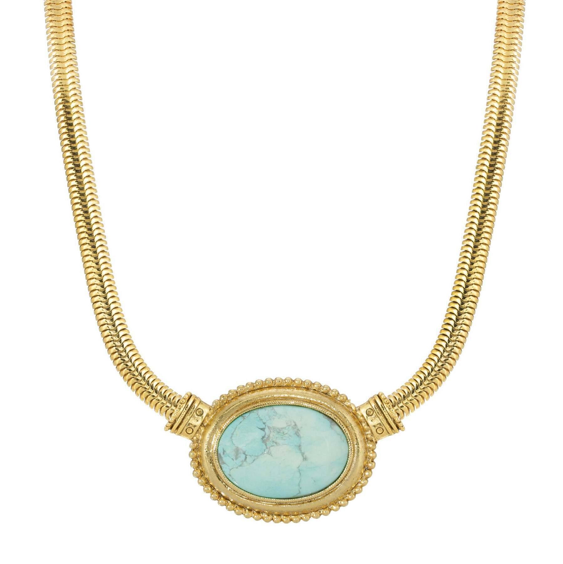 1928 Jewelry Eternal Elegance Oval Gemstone Collar Necklace 16" + 3" Extension