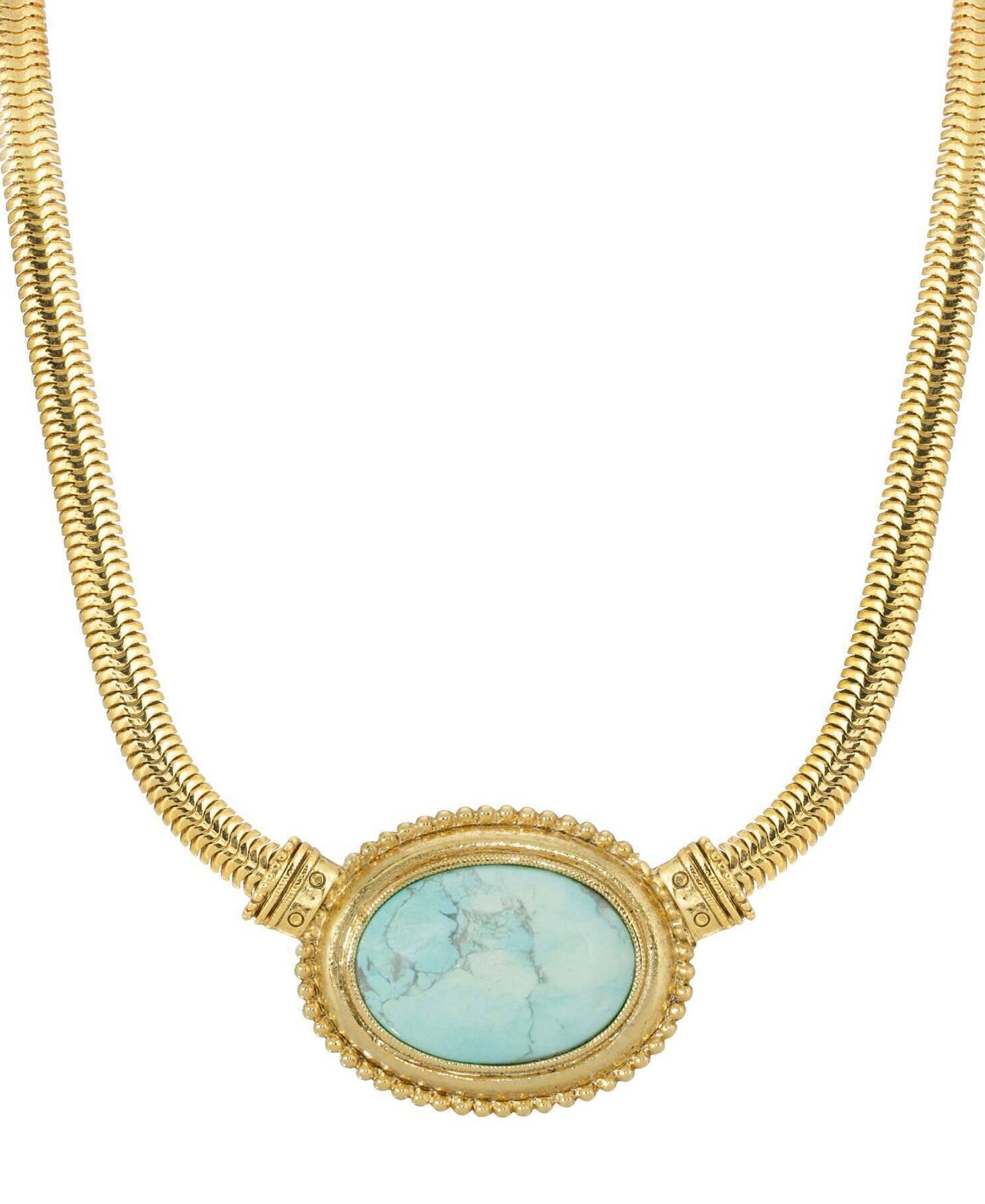 1928 Jewelry Eternal Elegance Oval Gemstone Collar Necklace 16" + 3" Extension