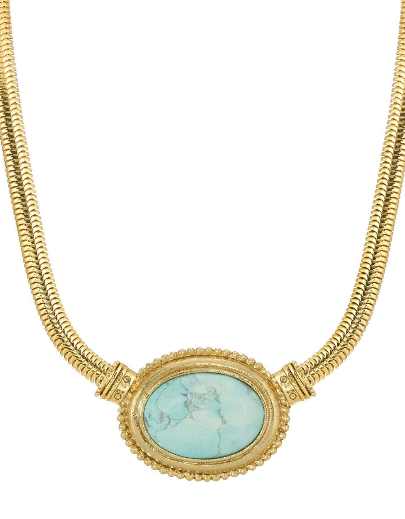 1928 Jewelry Eternal Elegance Oval Gemstone Collar Necklace 16" + 3" Extension