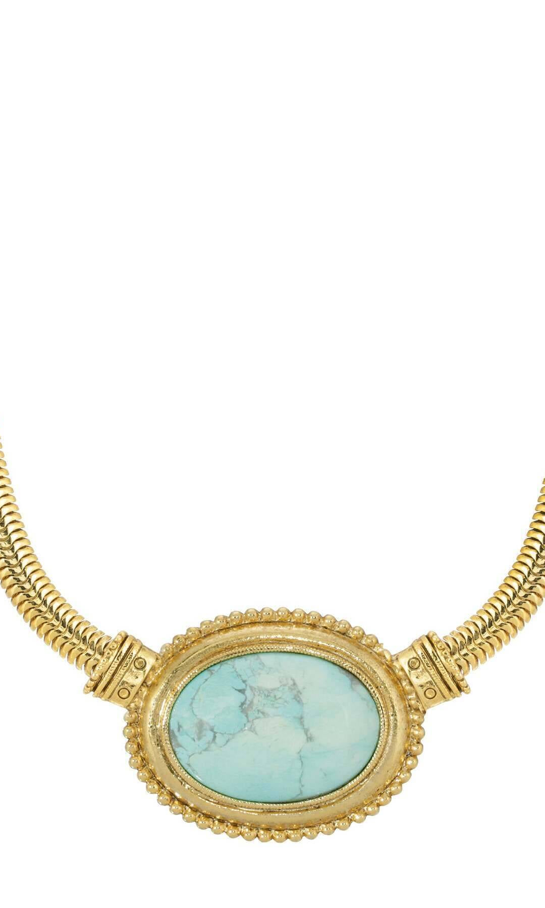 1928 Jewelry Eternal Elegance Oval Gemstone Collar Necklace 16" + 3" Extension