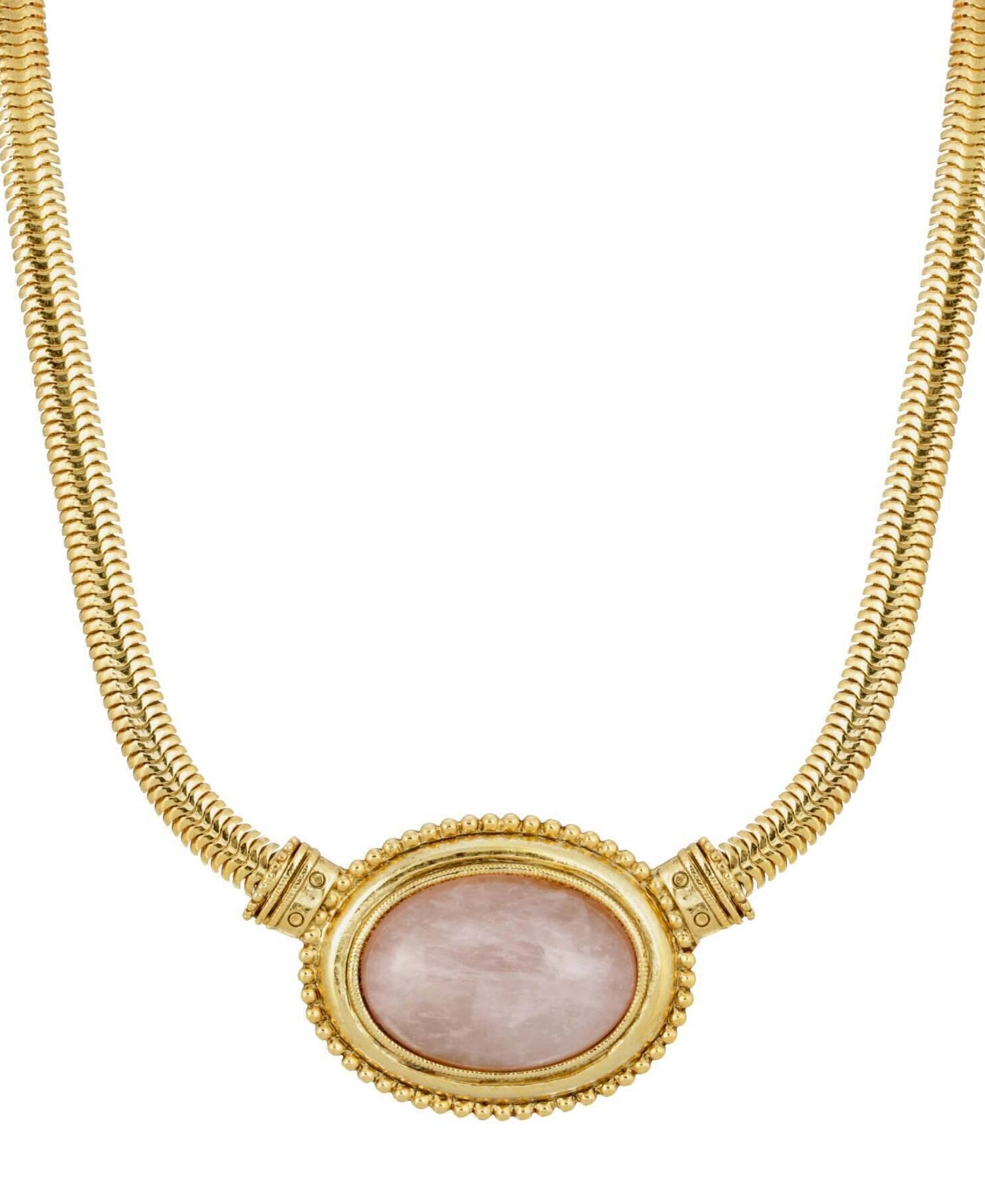 1928 Jewelry Eternal Elegance Oval Gemstone Collar Necklace 16" + 3" Extension