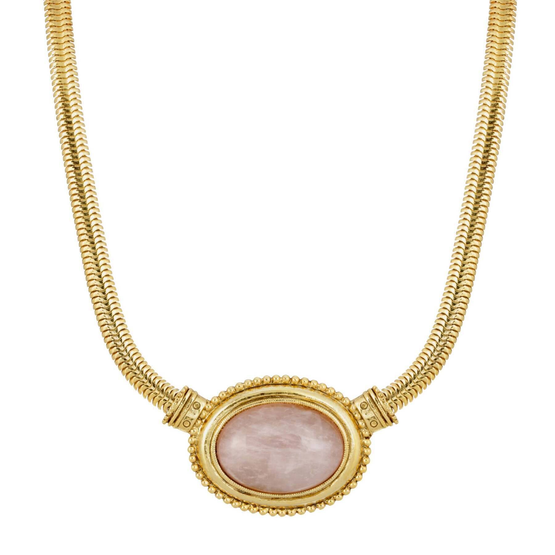 1928 Jewelry Eternal Elegance Oval Gemstone Collar Necklace 16" + 3" Extension