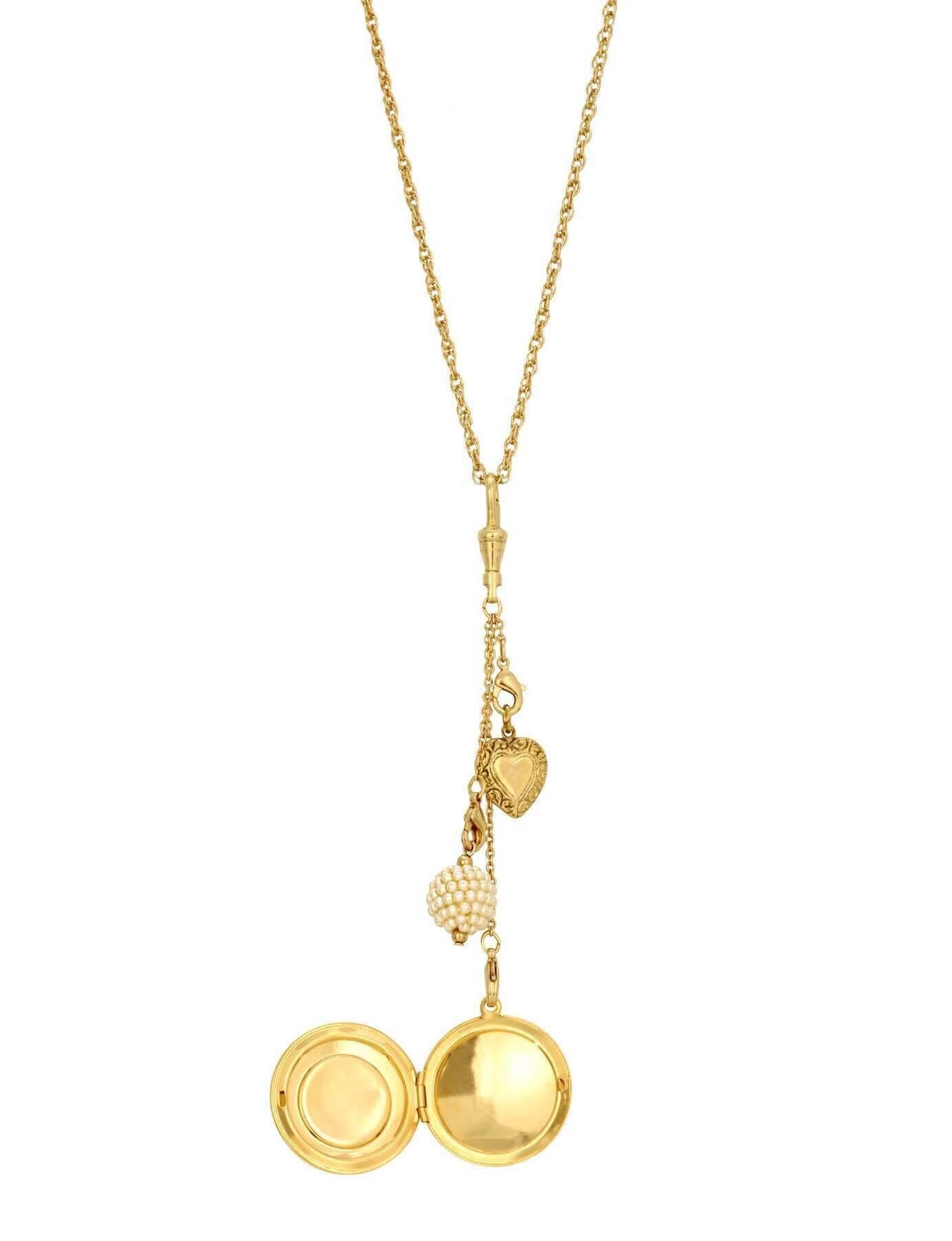 1928 Jewelry Cameo Locket & Charms Necklace 32"