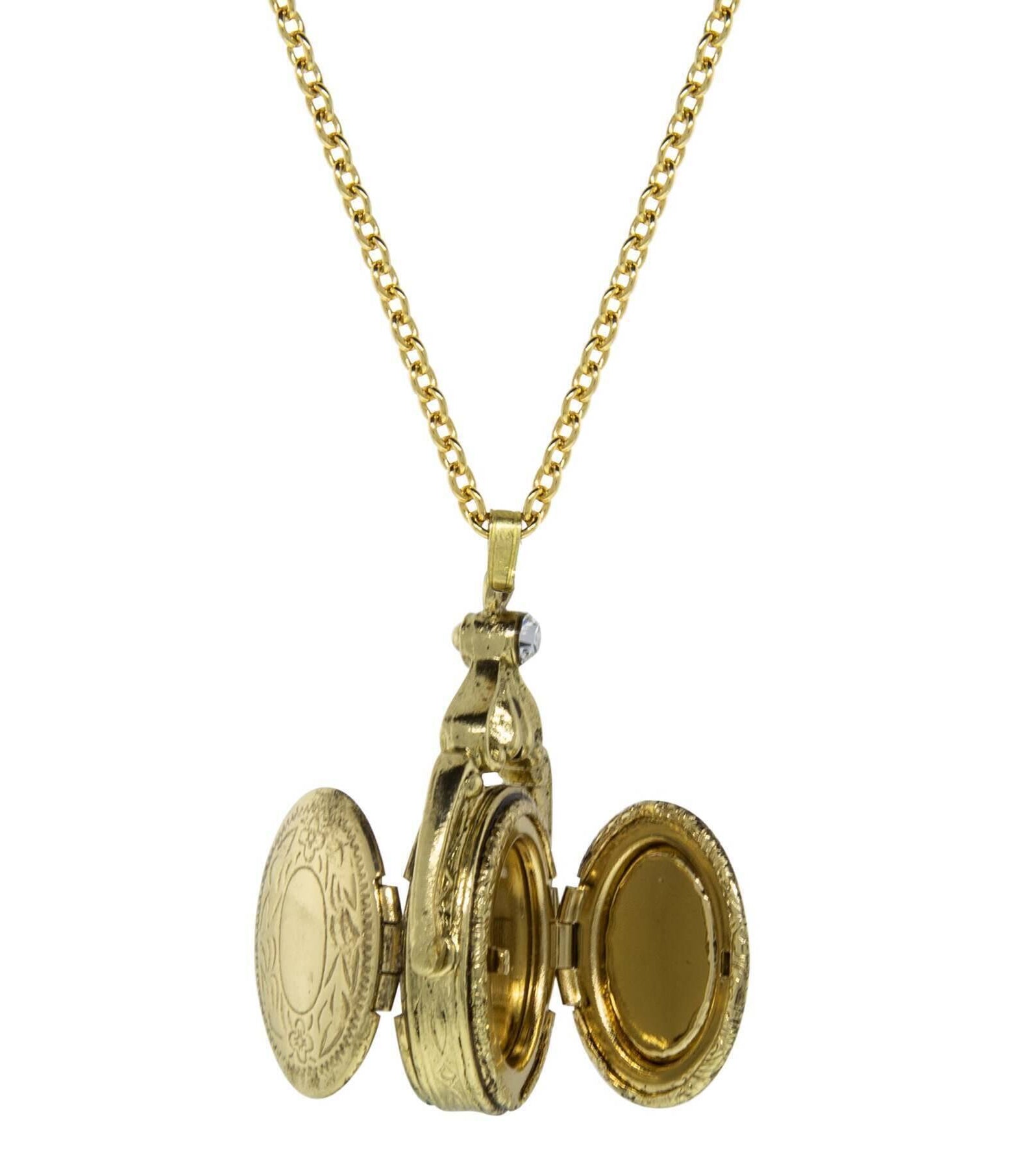 1928 Jewelry Carnelian Cameo Double Spinner Locket Necklace 28"