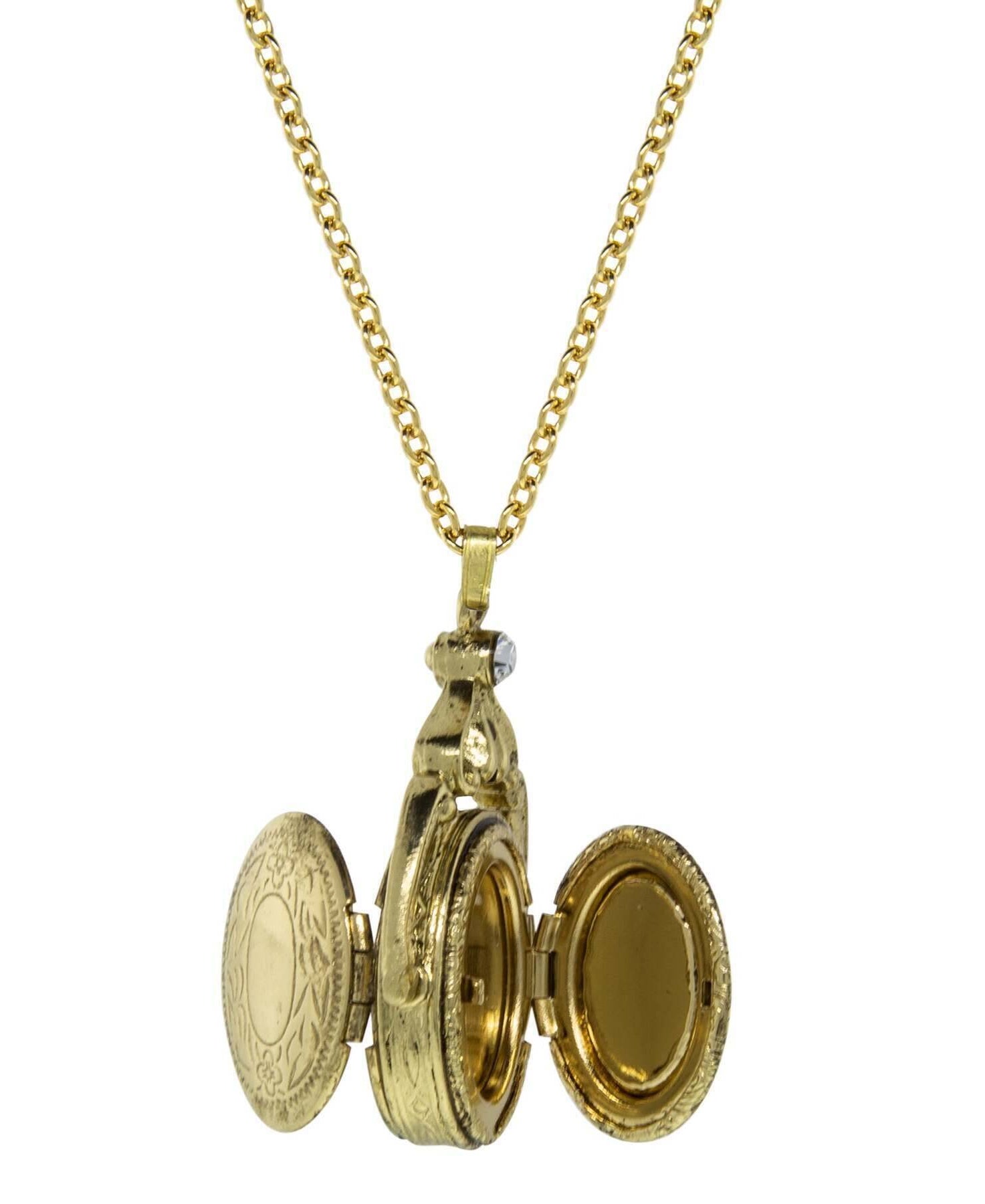 1928 Jewelry Carnelian Cameo Double Spinner Locket Necklace 28"