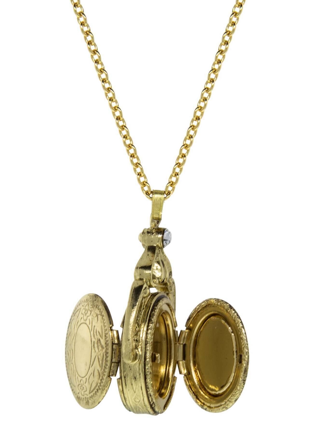 1928 Jewelry Carnelian Cameo Double Spinner Locket Necklace 28"