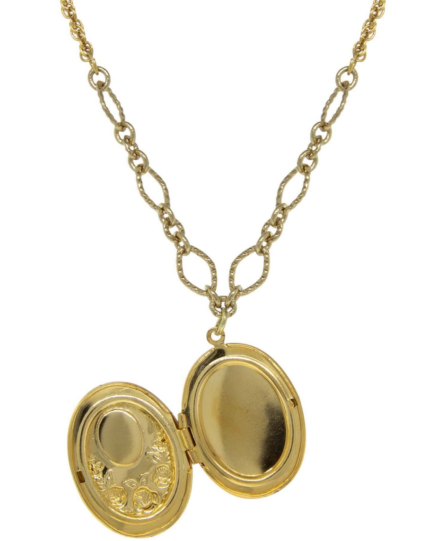 1928 Jewelry Carnelian Cameo With Flowers Oval Locket Necklace 16" + 3" Extender