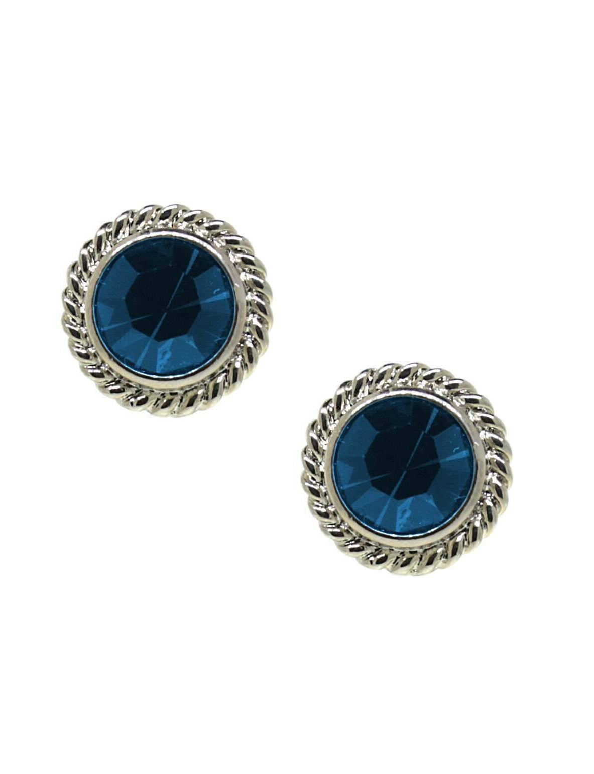 1928 Jewelry Petite Round Crystal Rope Stud Earrings