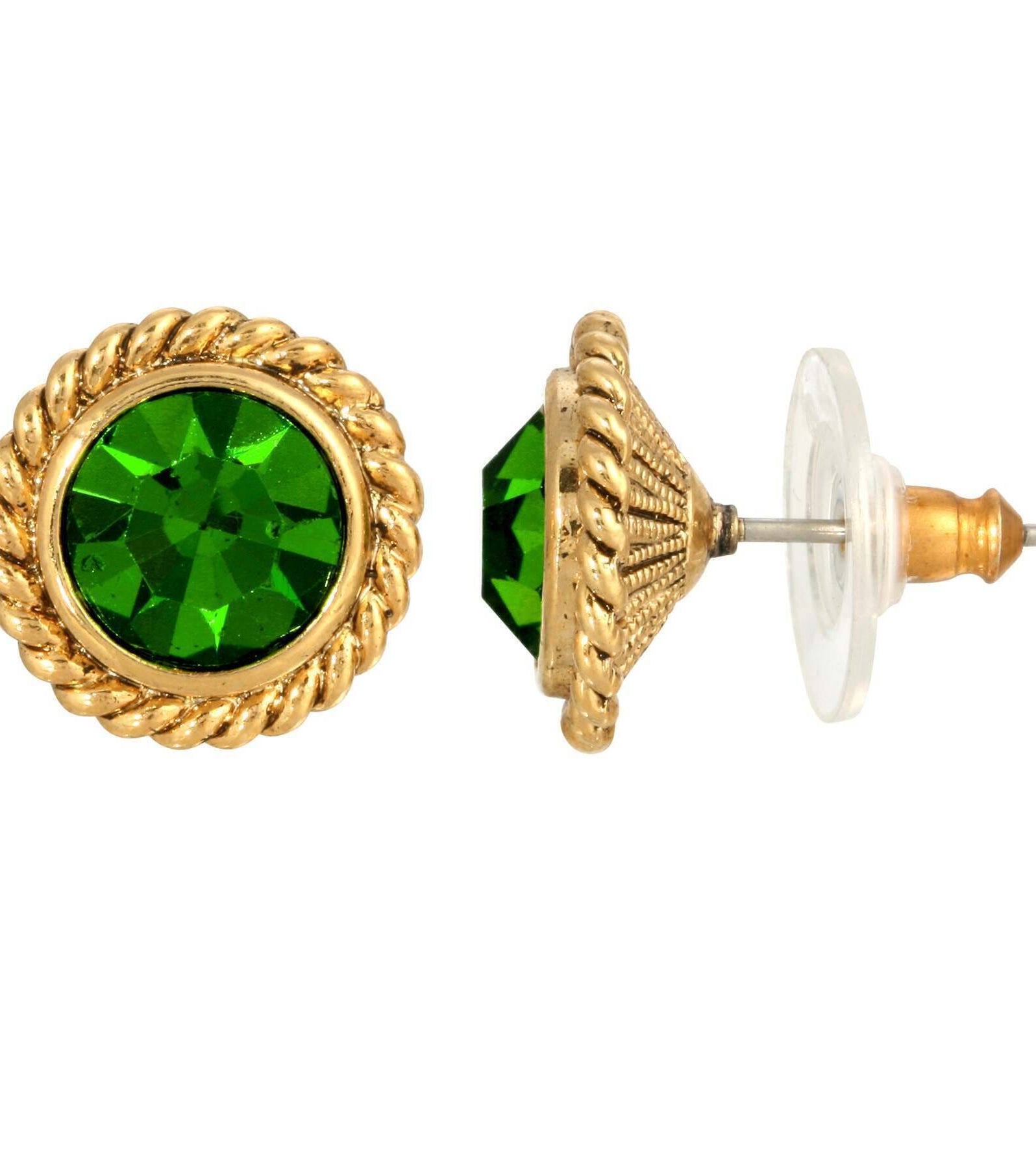 1928 Jewelry Petite Round Crystal Rope Stud Earrings