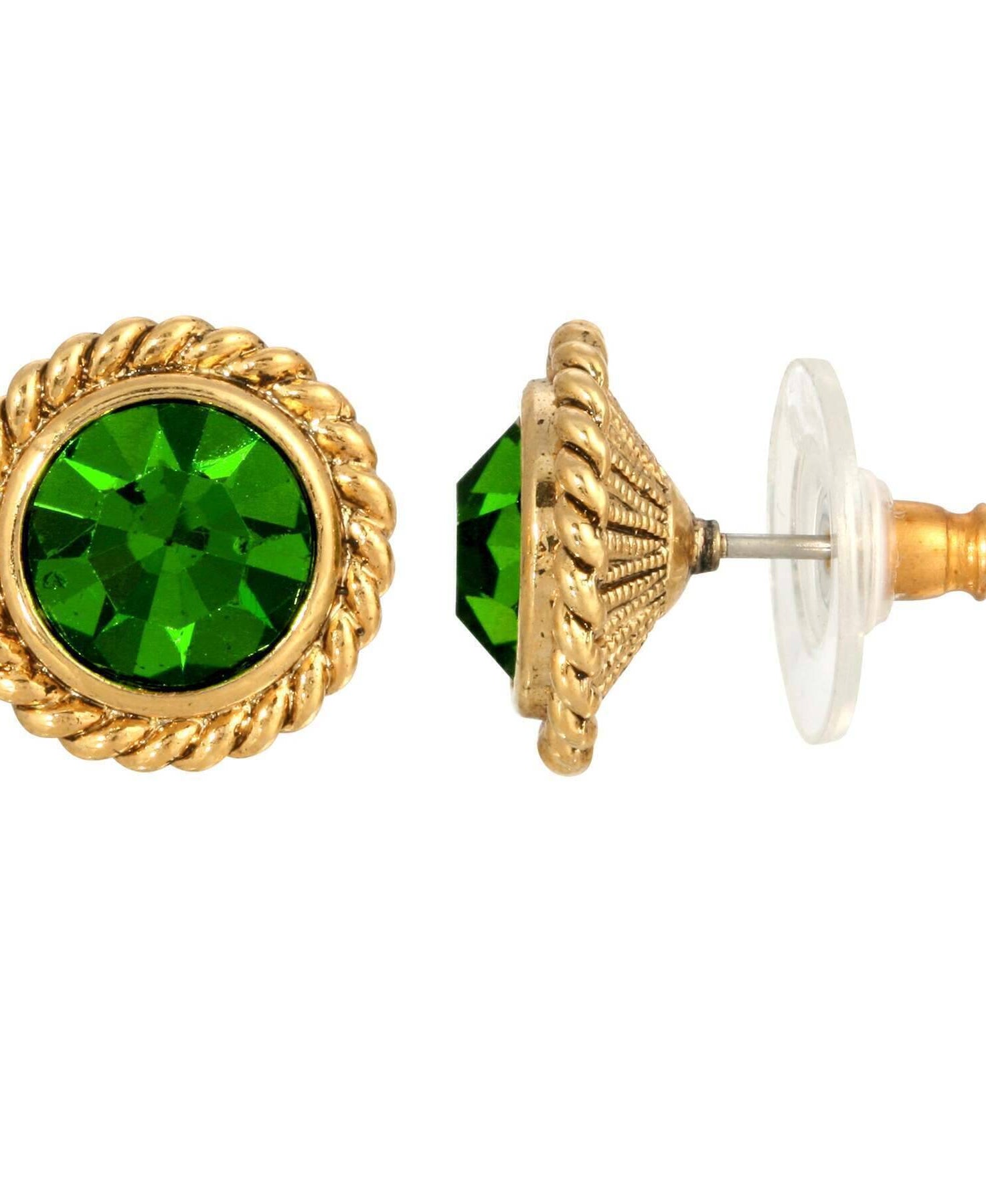 1928 Jewelry Petite Round Crystal Rope Stud Earrings