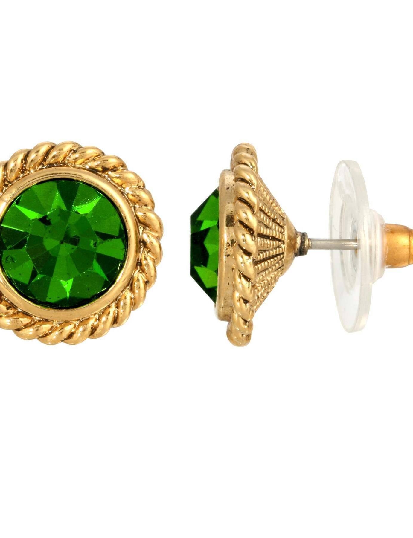 1928 Jewelry Petite Round Crystal Rope Stud Earrings