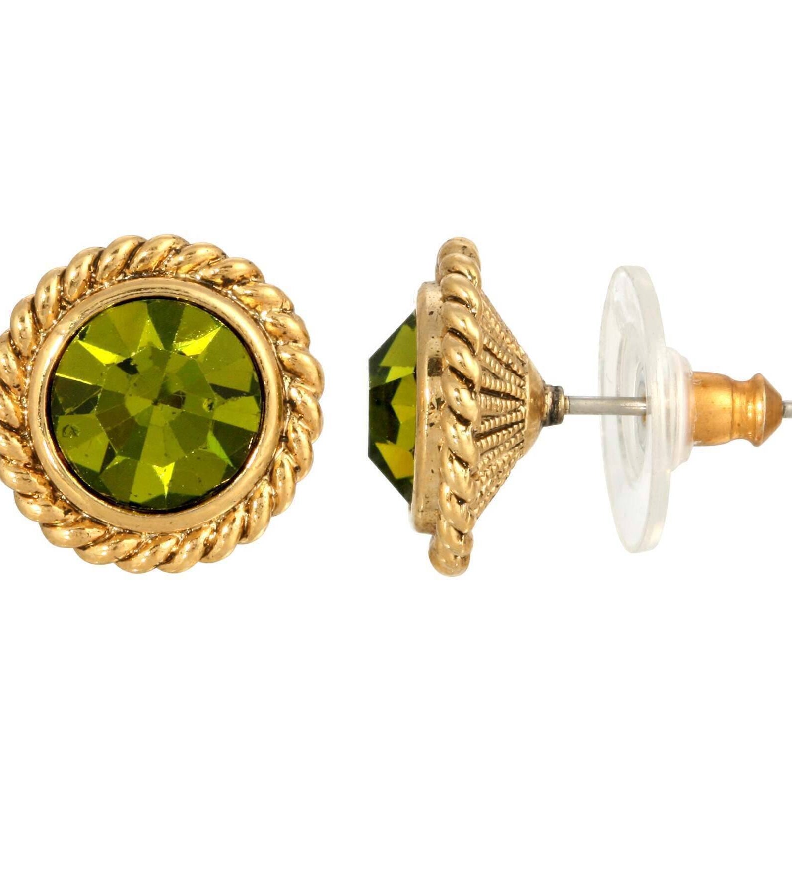 1928 Jewelry Petite Round Crystal Rope Stud Earrings