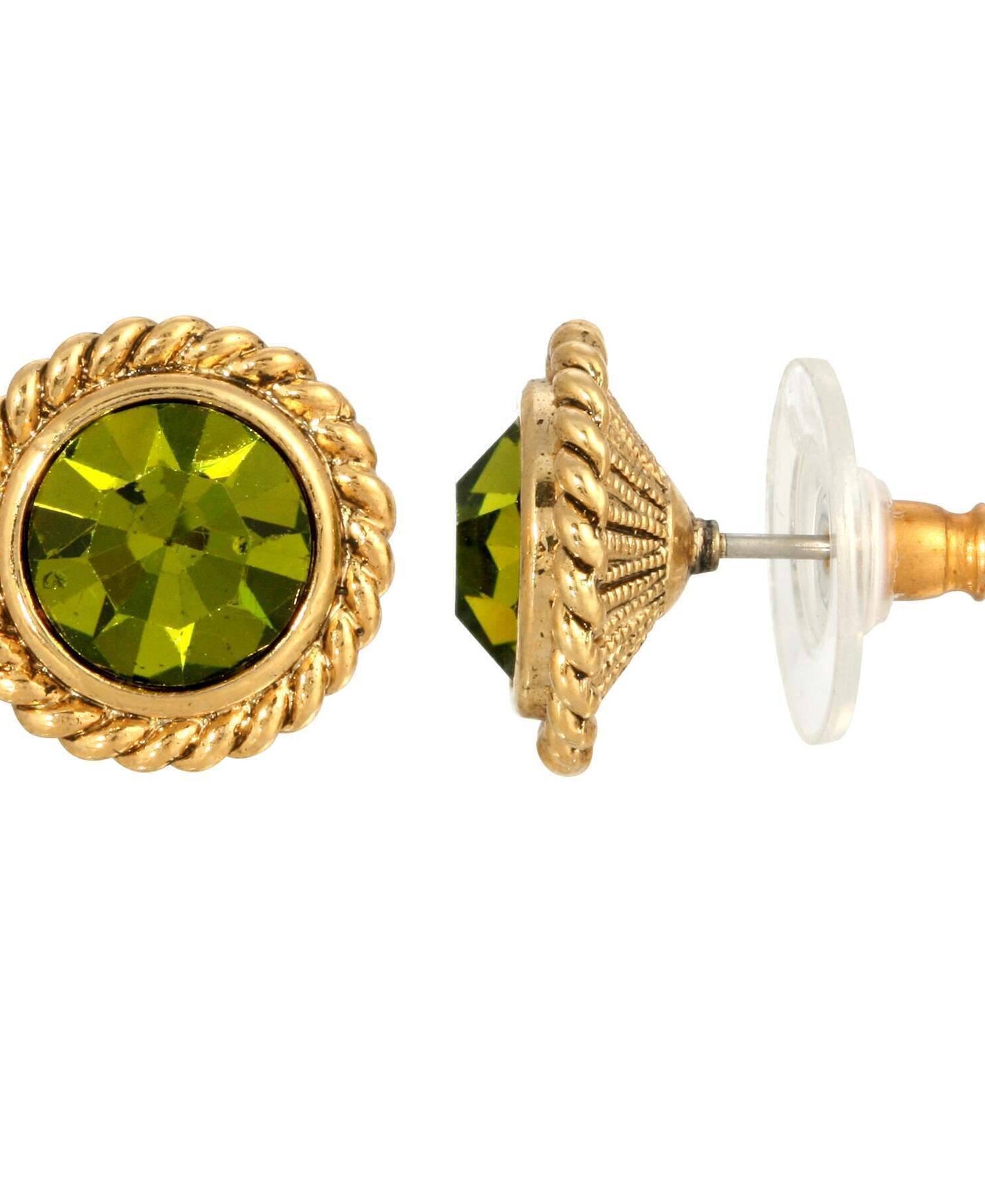 1928 Jewelry Petite Round Crystal Rope Stud Earrings