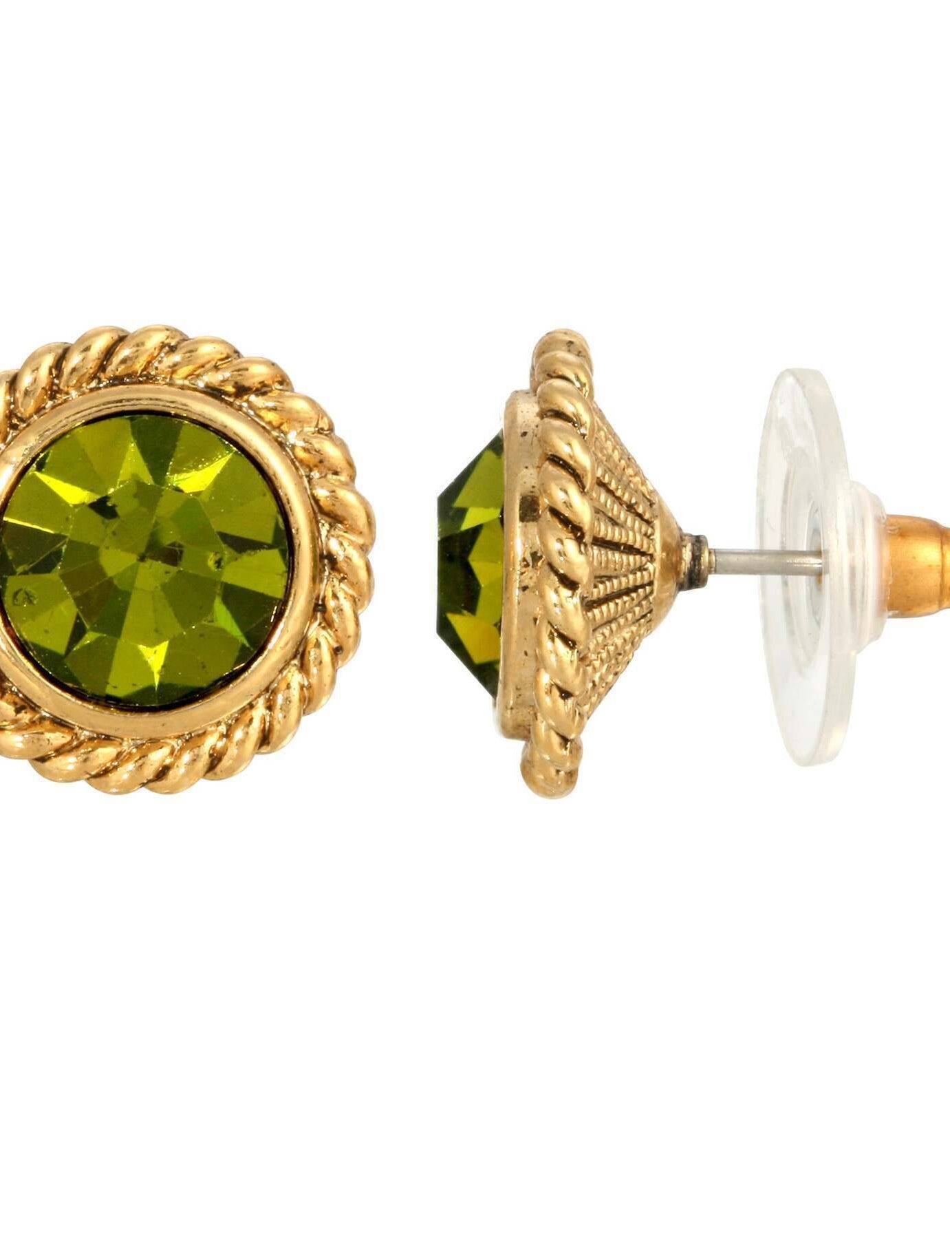 1928 Jewelry Petite Round Crystal Rope Stud Earrings