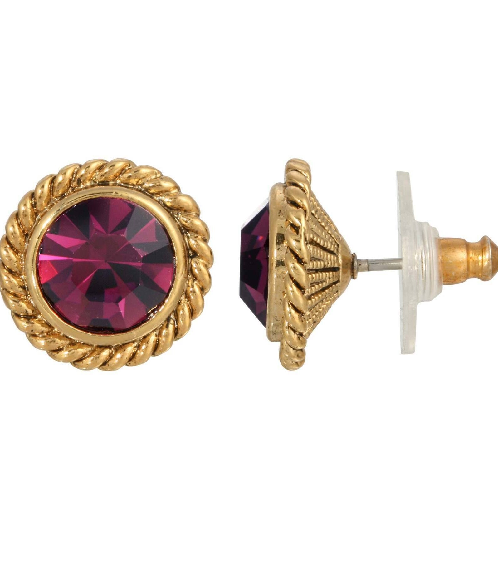 1928 Jewelry Petite Round Crystal Rope Stud Earrings