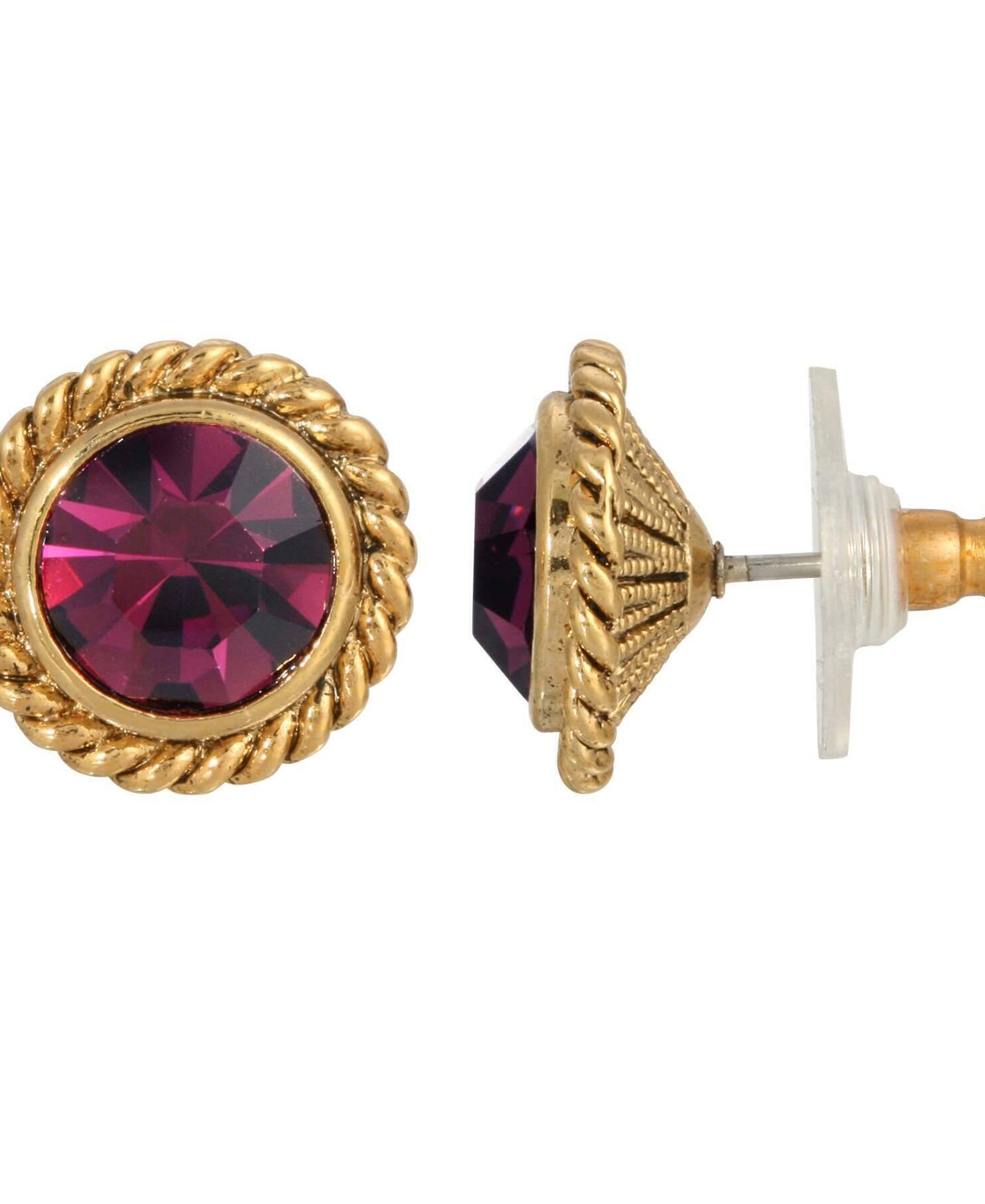 1928 Jewelry Petite Round Crystal Rope Stud Earrings