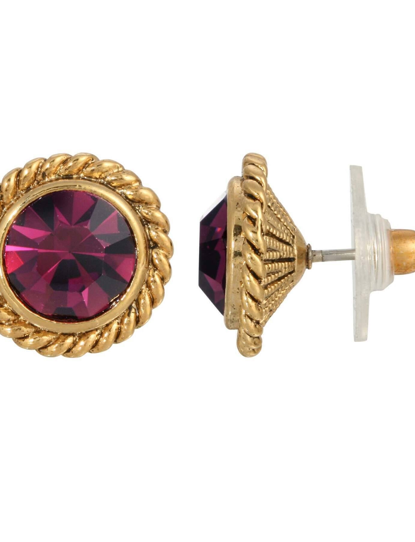 1928 Jewelry Petite Round Crystal Rope Stud Earrings