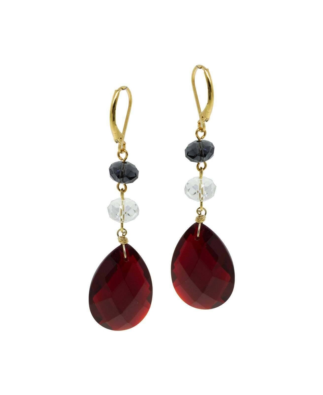 1928 Jewelry Patriotic Briolette Crystal Linear Drop Earrings