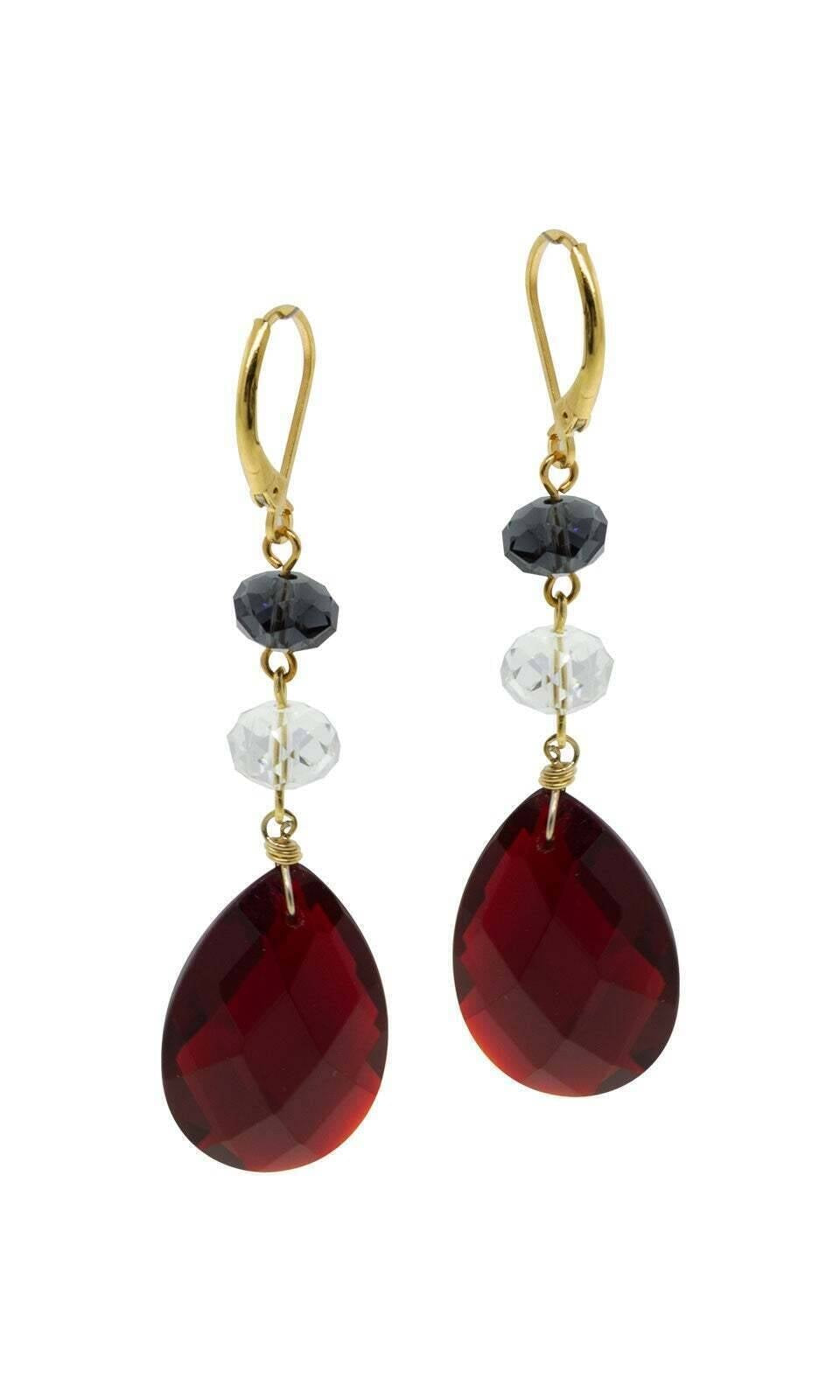 1928 Jewelry Patriotic Briolette Crystal Linear Drop Earrings