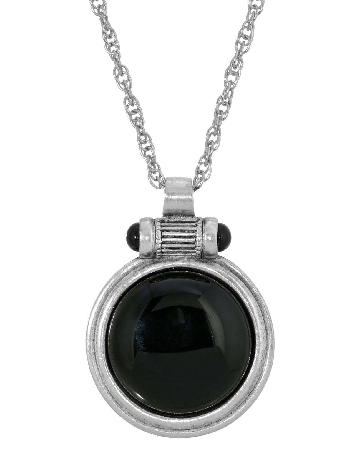 1928 Jewelry Cabochon Round Gemstone Pendant Necklace 28"