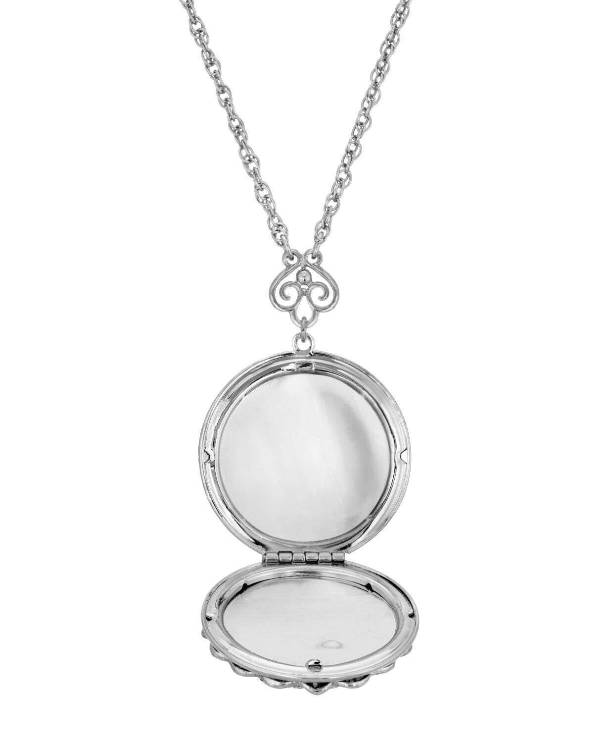 1928 Jewelry Sol Crystal Round Locket Necklace 30"