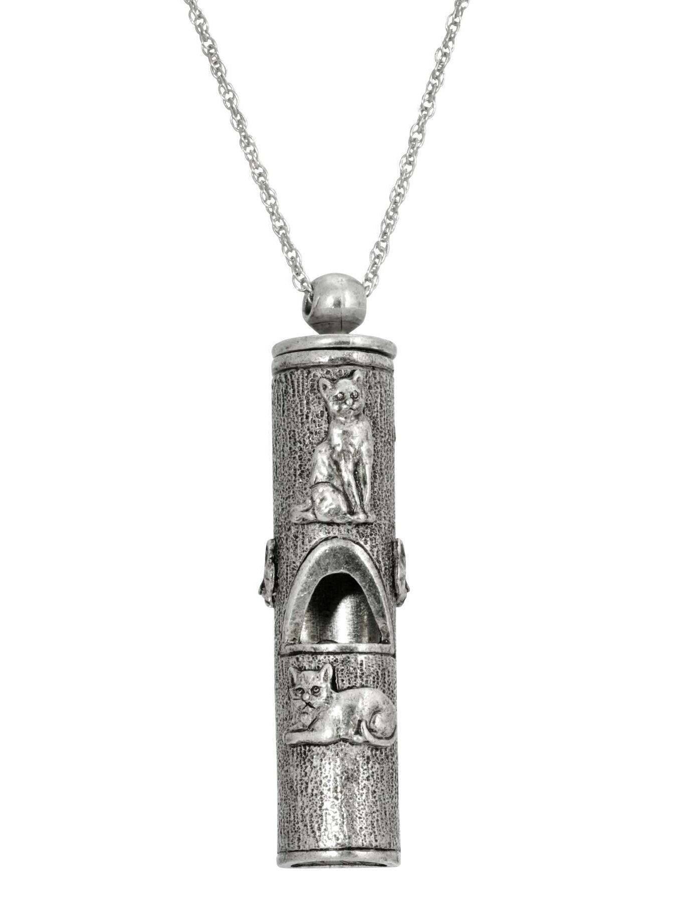 1928 Jewelry Cat Pendant Necklace Whistle 30"