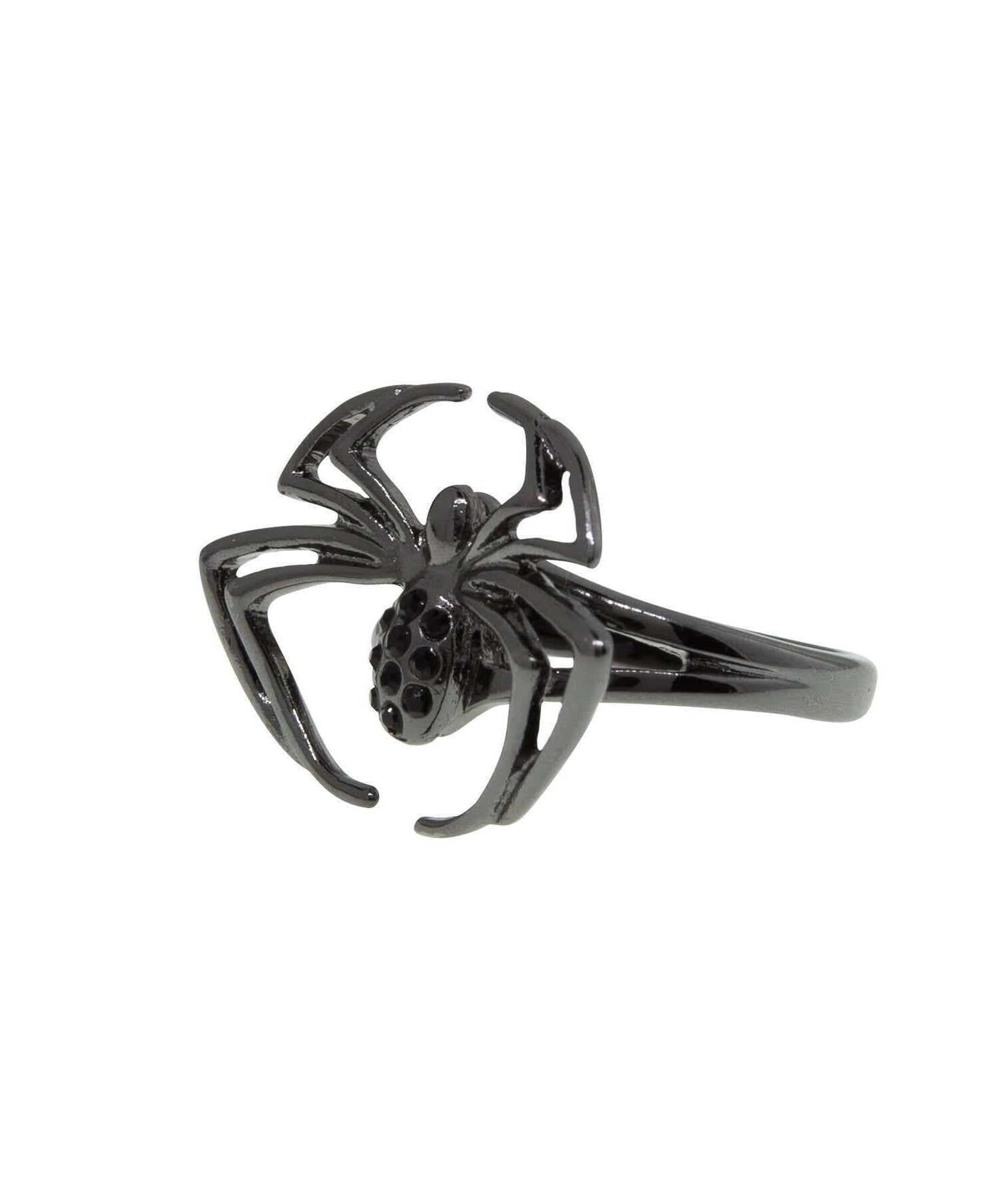 1928 Jewelry Black Spider Hematite Stone Ring Size 8
