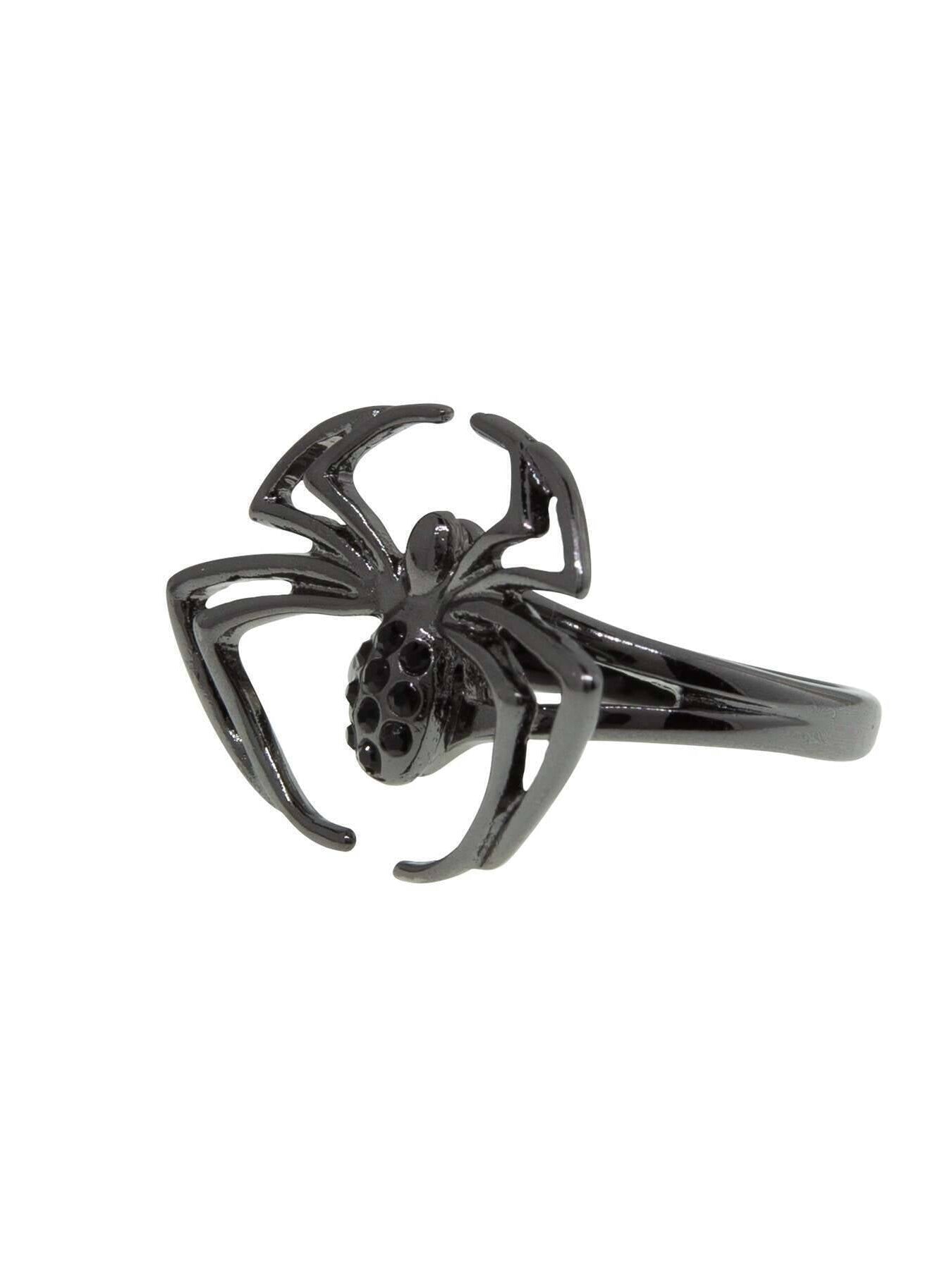1928 Jewelry Black Spider Hematite Stone Ring Size 8