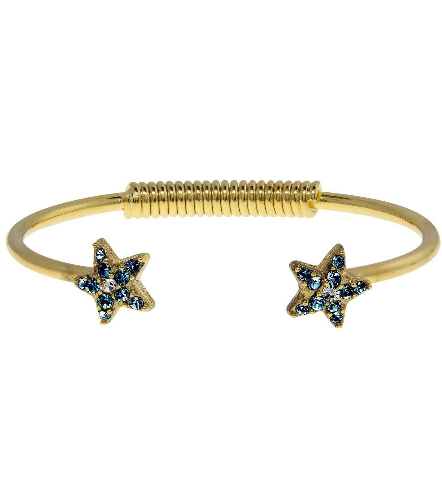 1928 Jewelry Gold Austrian Crystal Star Spring Bracelet