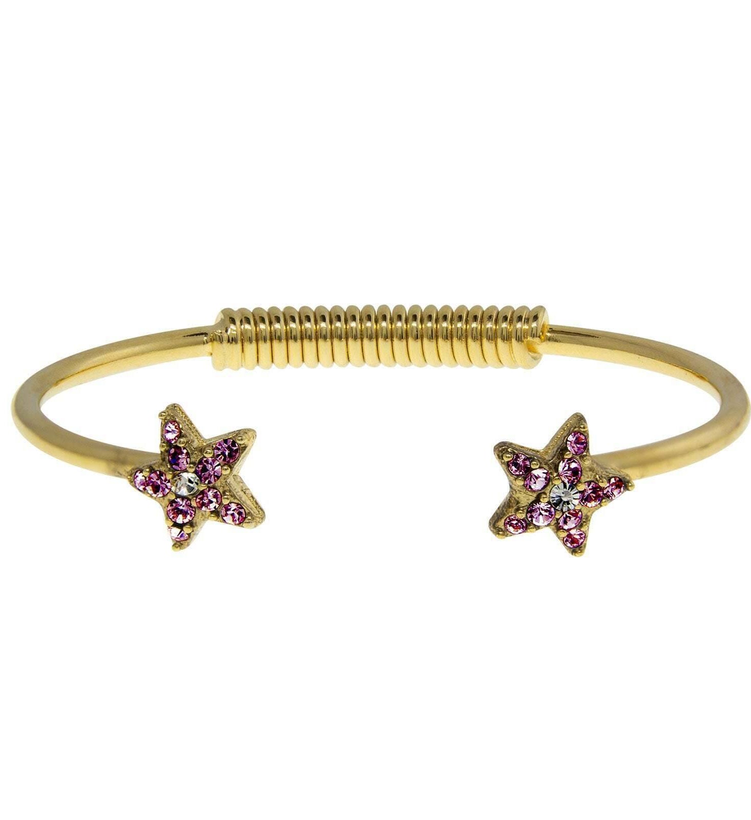 1928 Jewelry Gold Austrian Crystal Star Spring Bracelet
