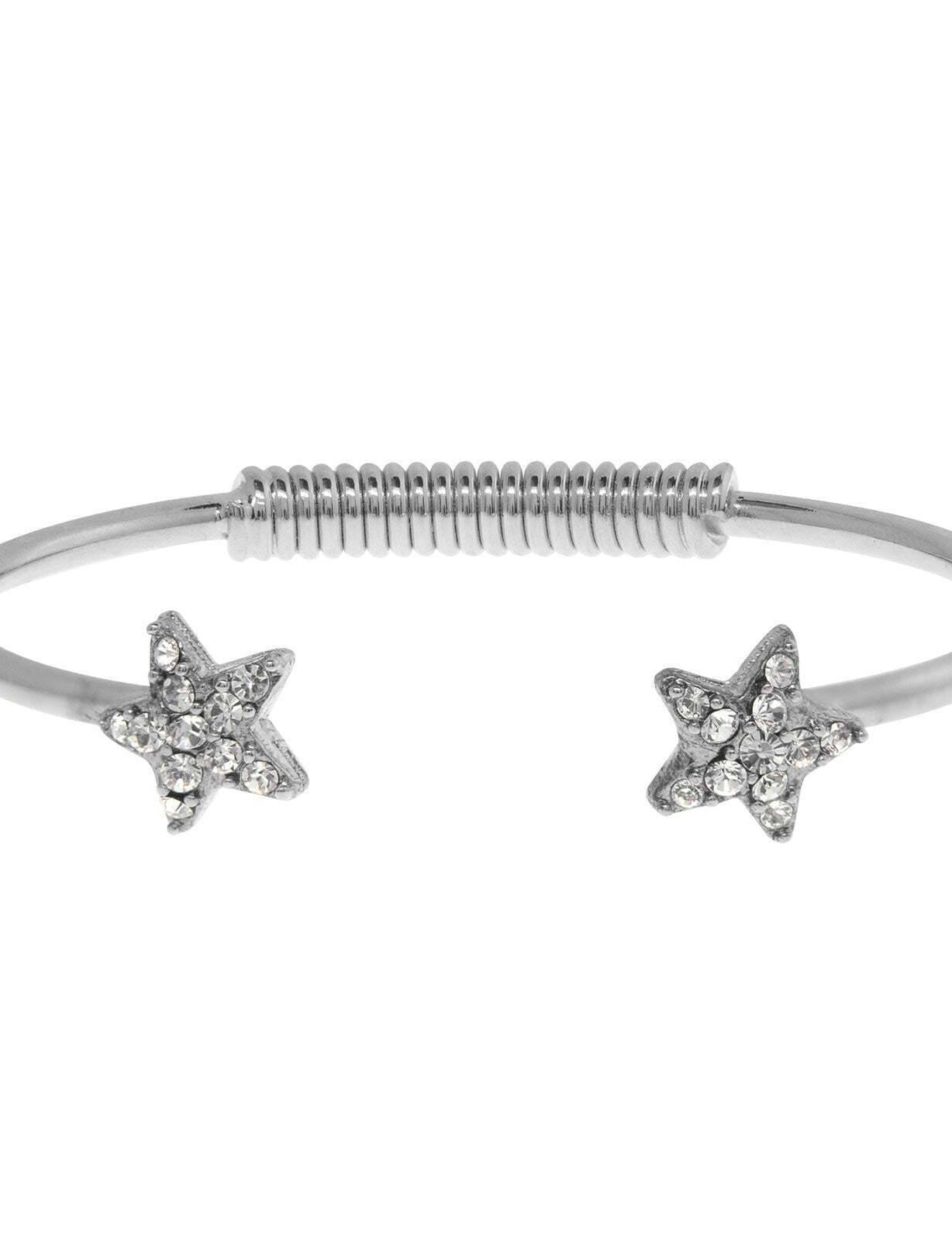 1928 Jewelry Austrian Crystal Star Spring Cuff Bracelet
