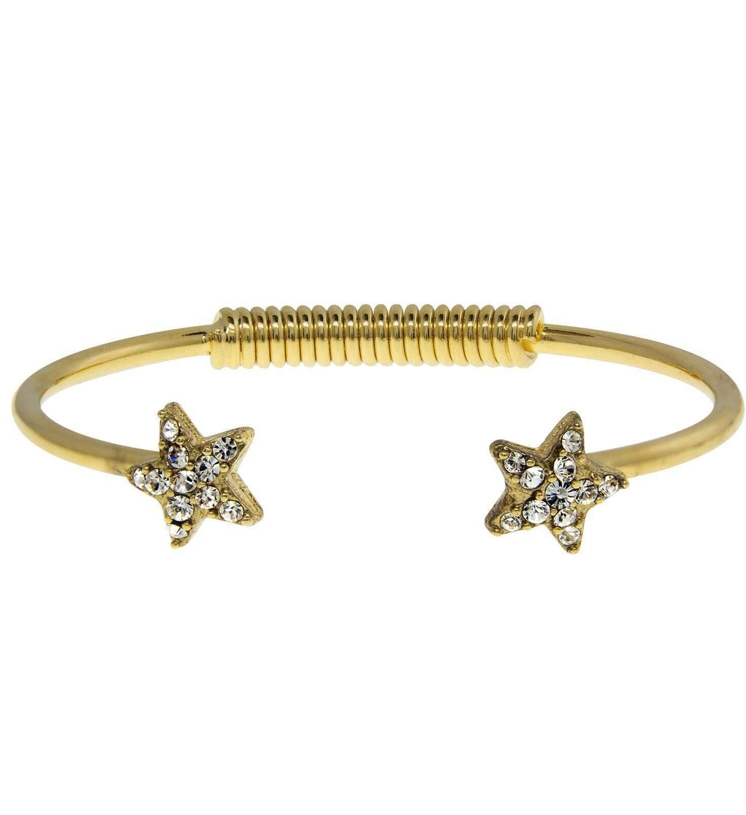 1928 Jewelry Gold Austrian Crystal Star Spring Bracelet