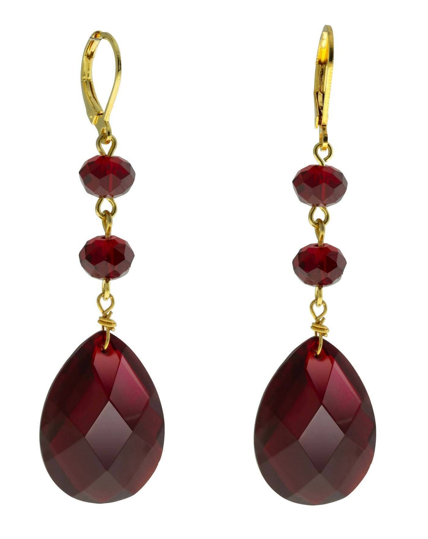 1928 Jewelry Briolette Faceted Teardrop Crystal And Bead Drop Earrings