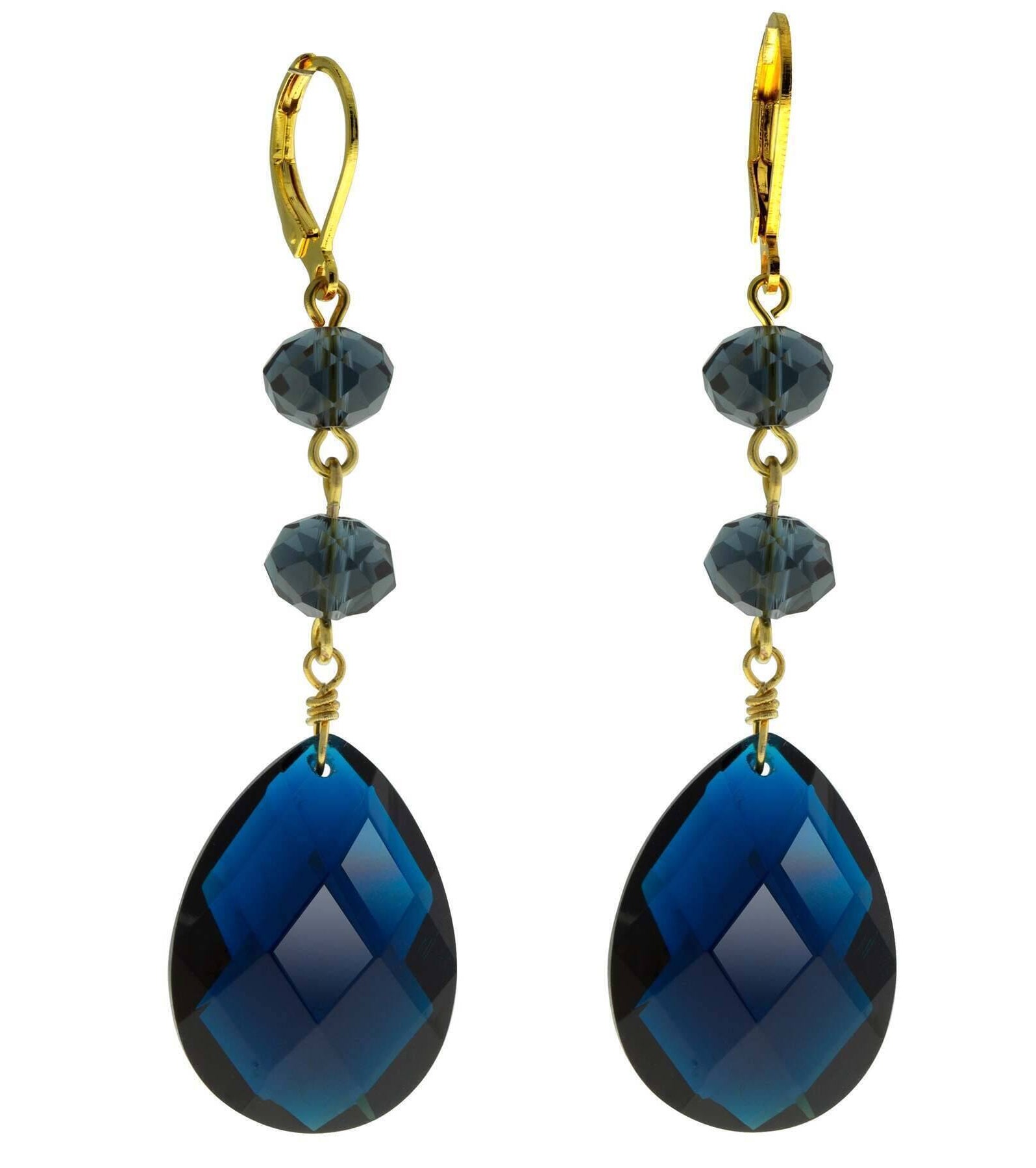 1928 Jewelry Briolette Faceted Teardrop Crystal And Bead Drop Earrings