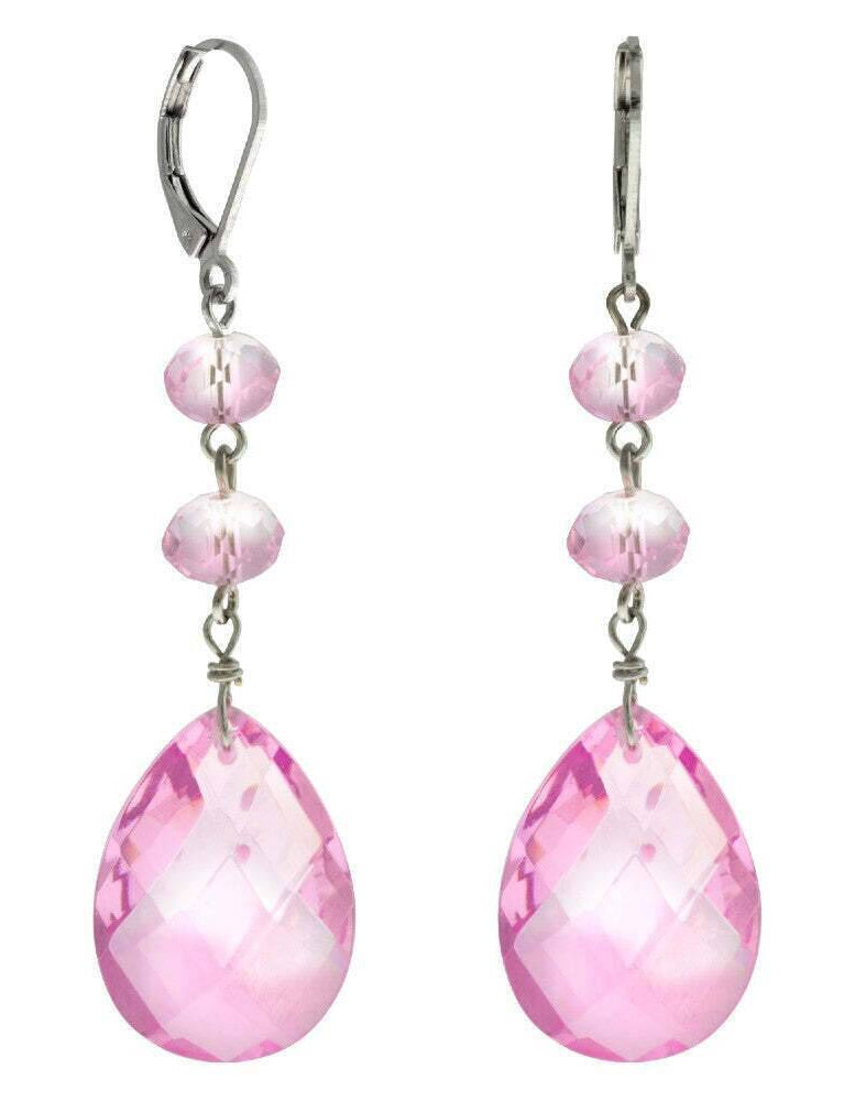 1928 Jewelry Light Rose Briolette Crystal & Beads Drop Earrings