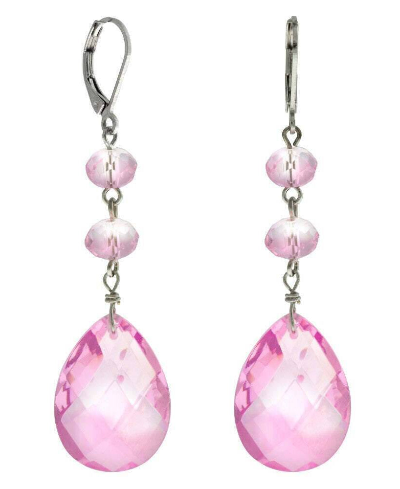 1928 Jewelry Light Rose Briolette Crystal & Beads Drop Earrings