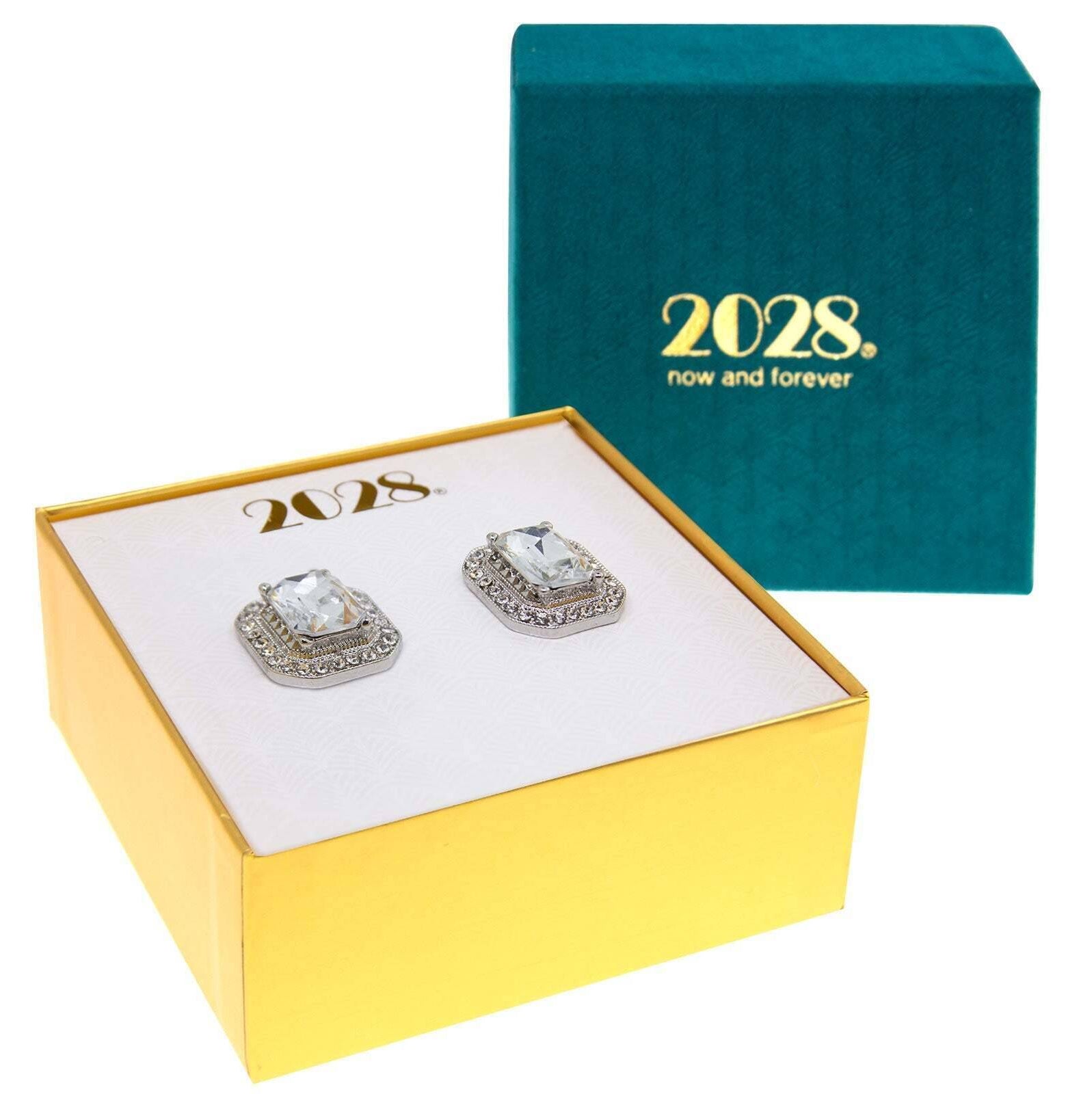 2028 Jewelry Crystal Octagon Button Earrings