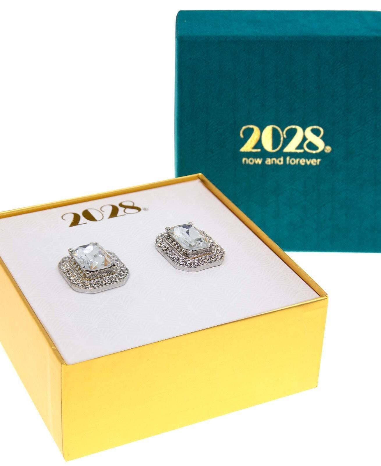 2028 Jewelry Crystal Octagon Button Earrings